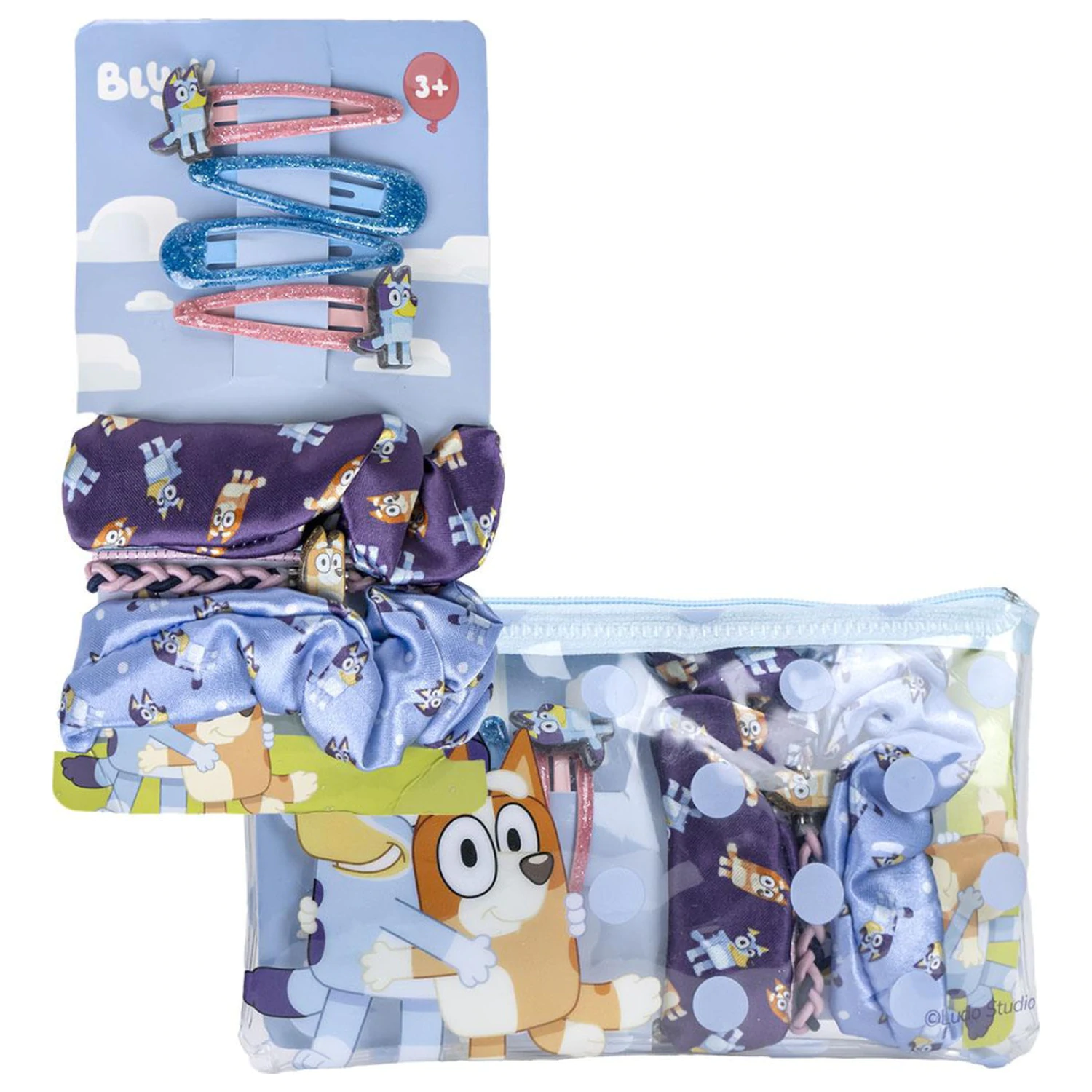 Bluey Happy Vibes sponka do vlasov, sada gumičiek do vlasov produktová fotografia
