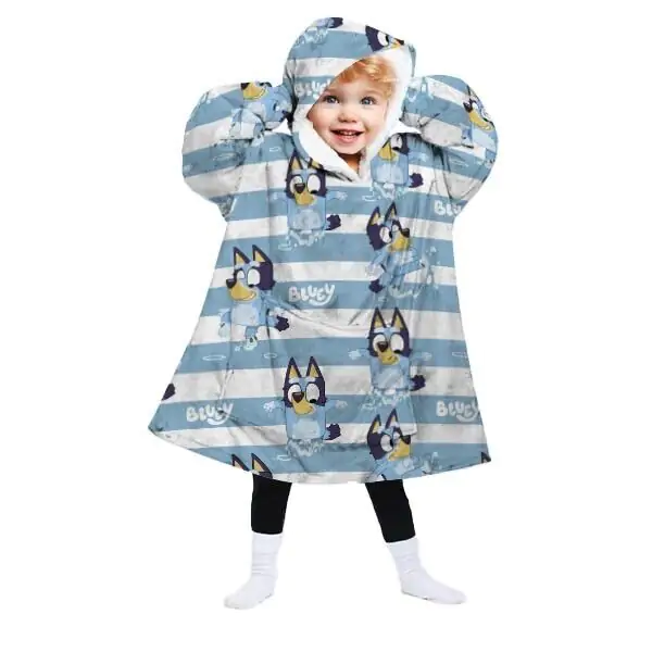 Bluey oversize mikina kabát pre deti coral produktová fotografia
