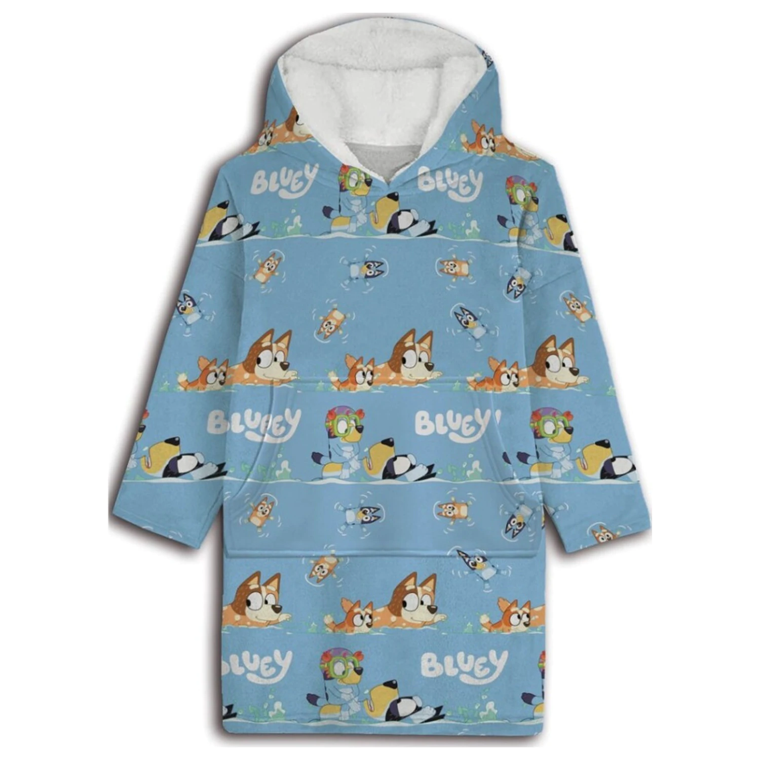 Bluey Seaside nositeľná plyšová fleecová deka poncho pre 3-6 rokov produktová fotografia