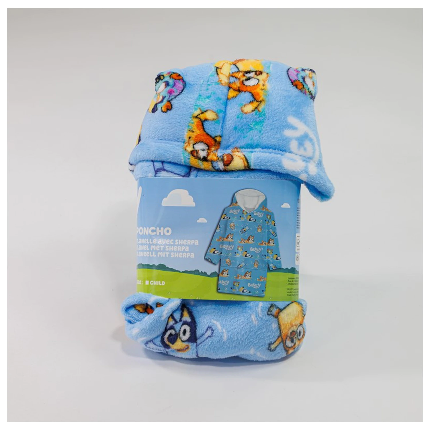Bluey Seaside nositeľná plyšová fleecová deka poncho pre 3-6 rokov produktová fotografia