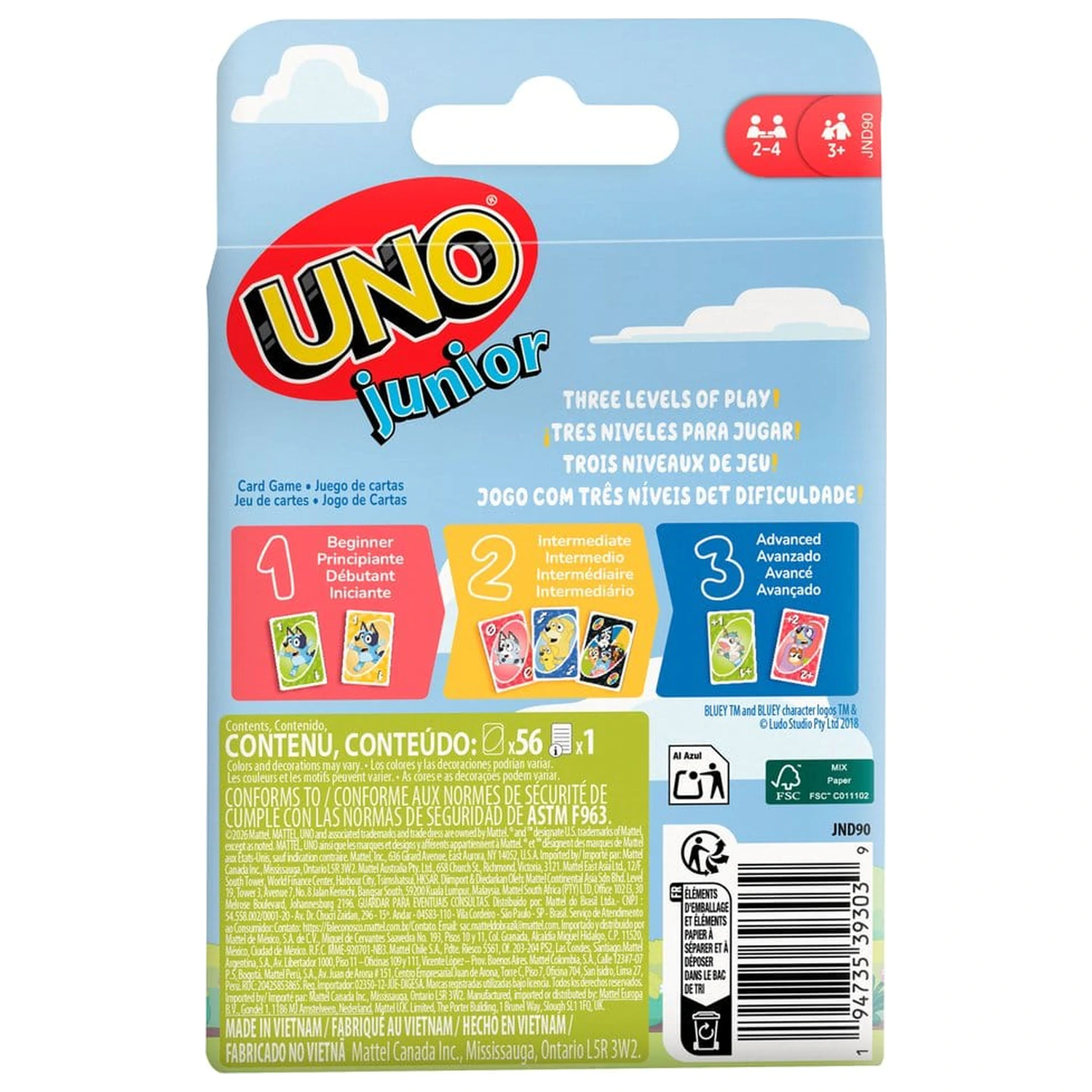 Bluey UNO Junior kartová hra produktová fotografia