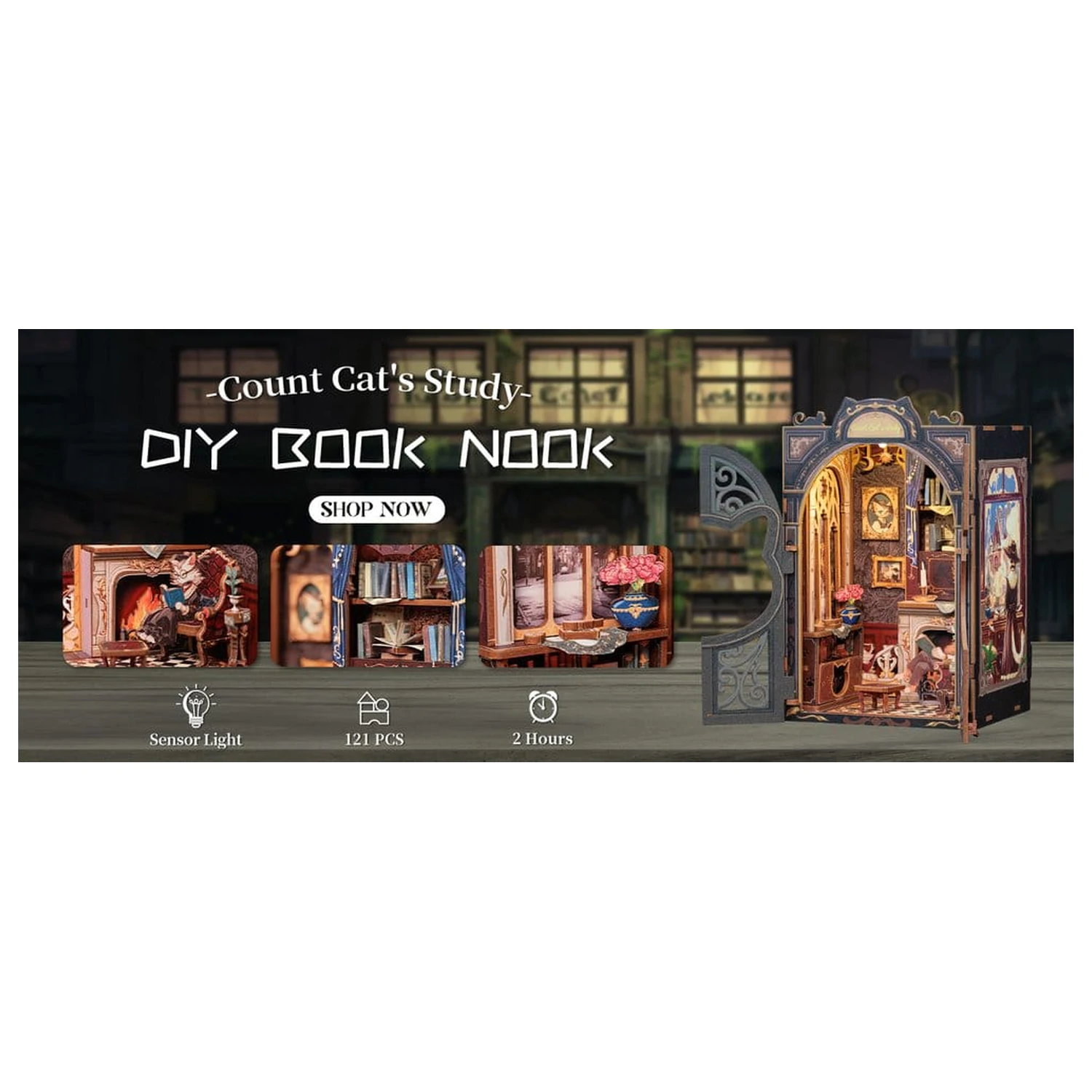 Book Nook gróf Cat´s Study 17 x 12 cm produktová fotografia