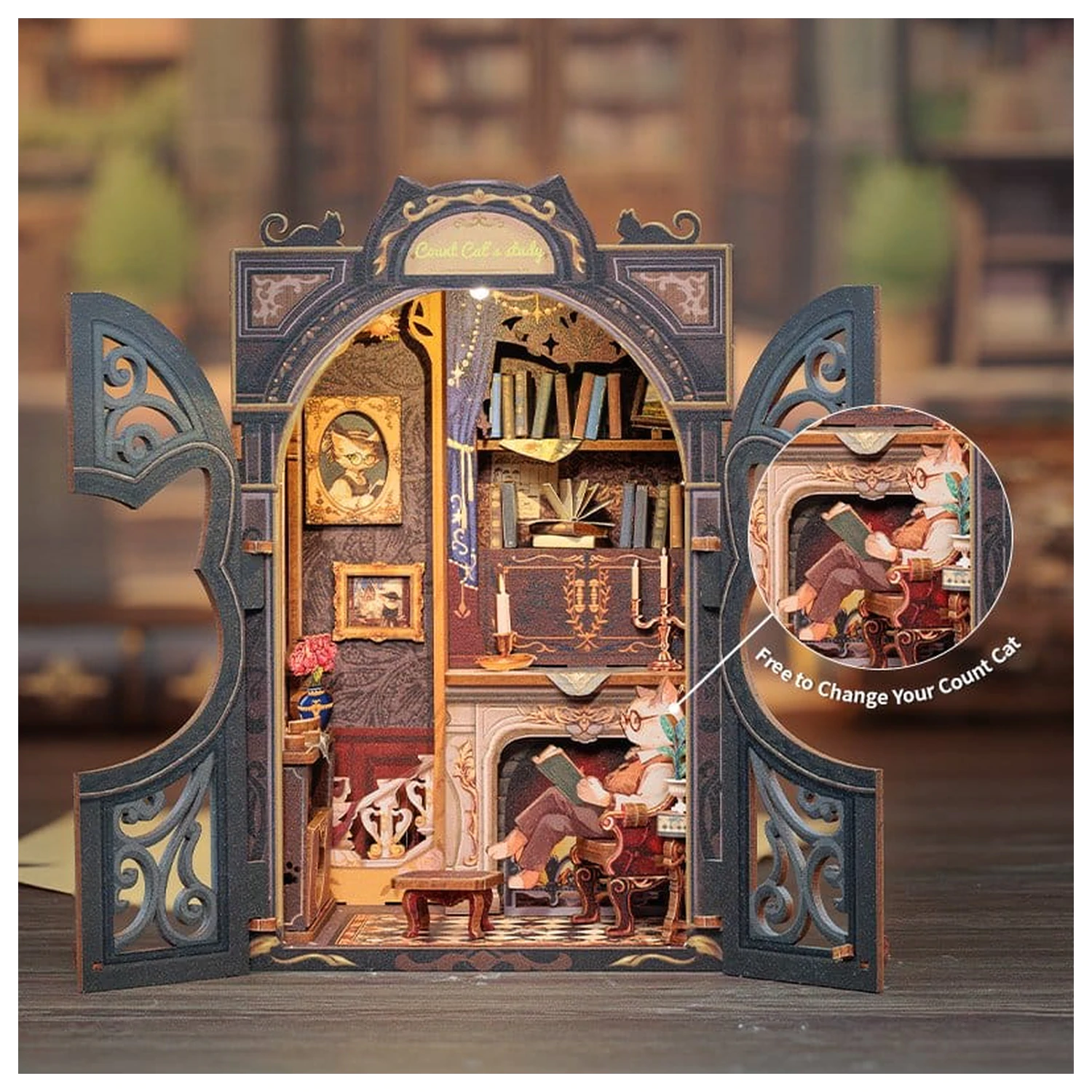 Book Nook gróf Cat´s Study 17 x 12 cm produktová fotografia