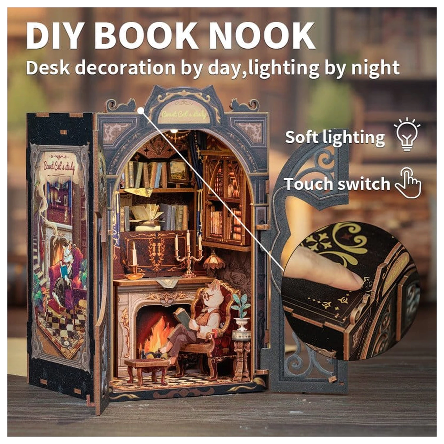 Book Nook gróf Cat´s Study 17 x 12 cm produktová fotografia