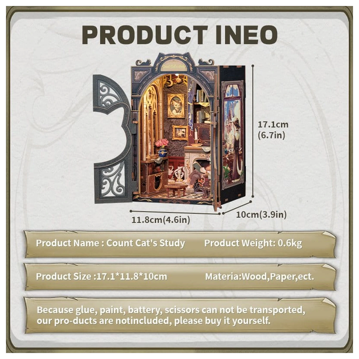 Book Nook gróf Cat´s Study 17 x 12 cm produktová fotografia