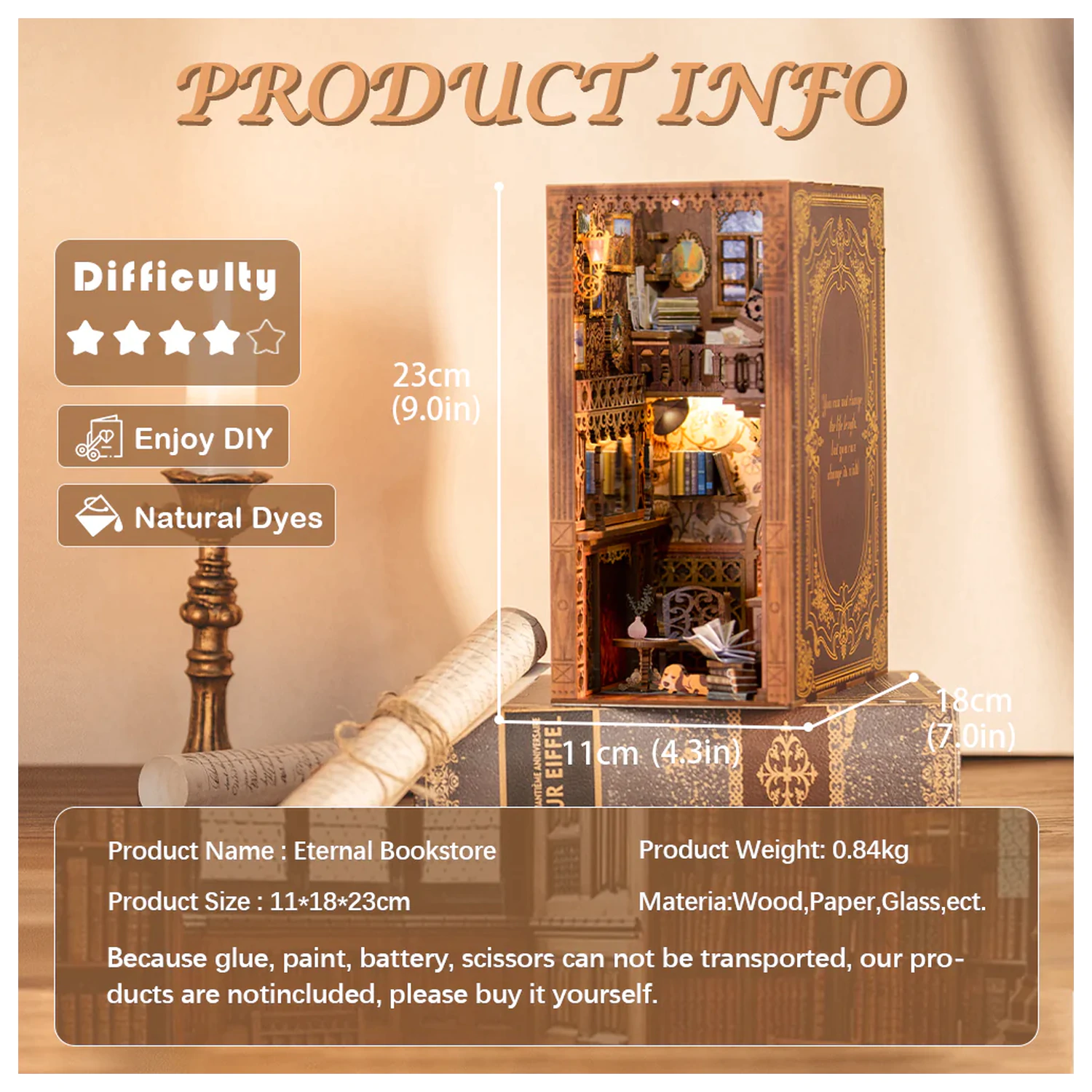 BOOK NOOK SÚPRAVA UROB SI SÁM Večný kníhkupectvo 172 kusov + LED svetlo produktová fotografia