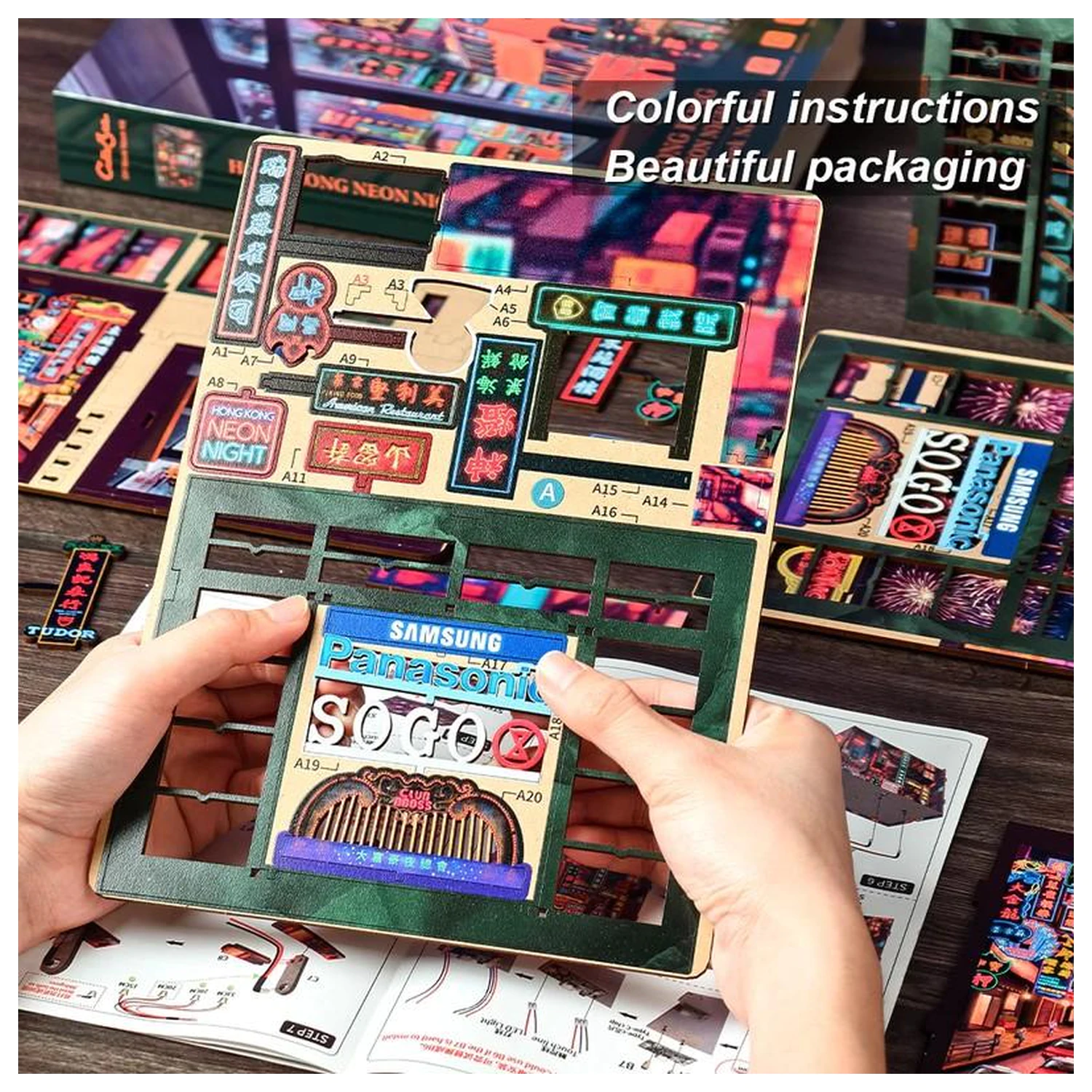 BOOK NOOK KIT DIY Hong Kong Neónové svetlo 49 ks + LED svetlo produktová fotografia