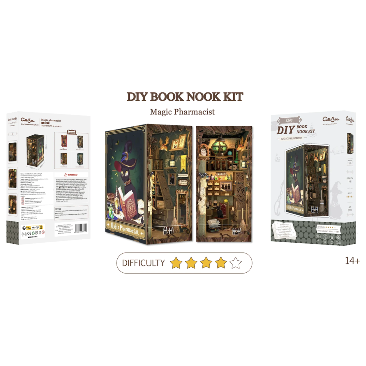 BOOK NOOK KIT DIY Magic Pharmacist 282 kusov + LED svetlo stavebnica produktová fotografia