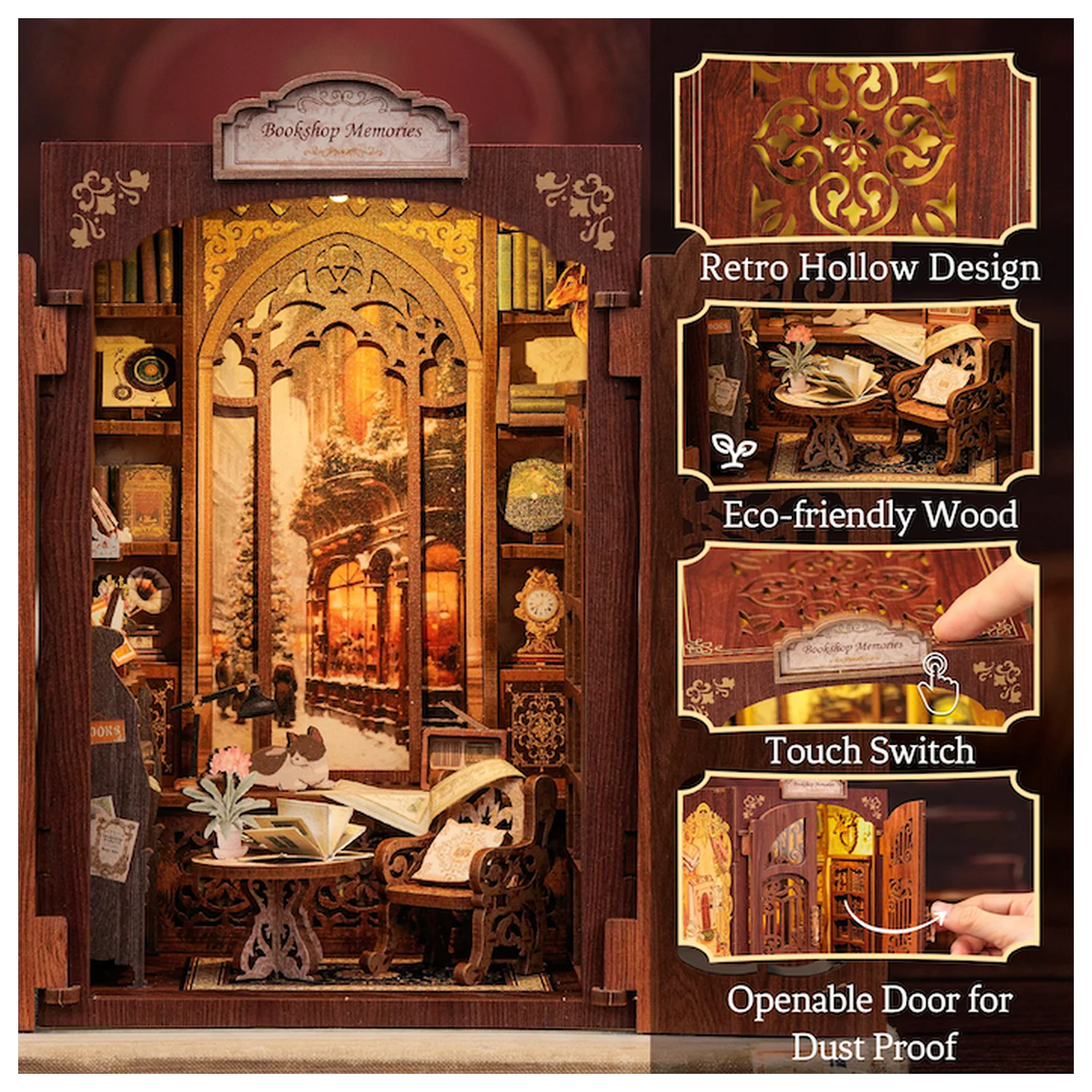 BOOK NOOK KIT DIY Memories Bookshop 127 ks + LED Light stavebnica produktová fotografia