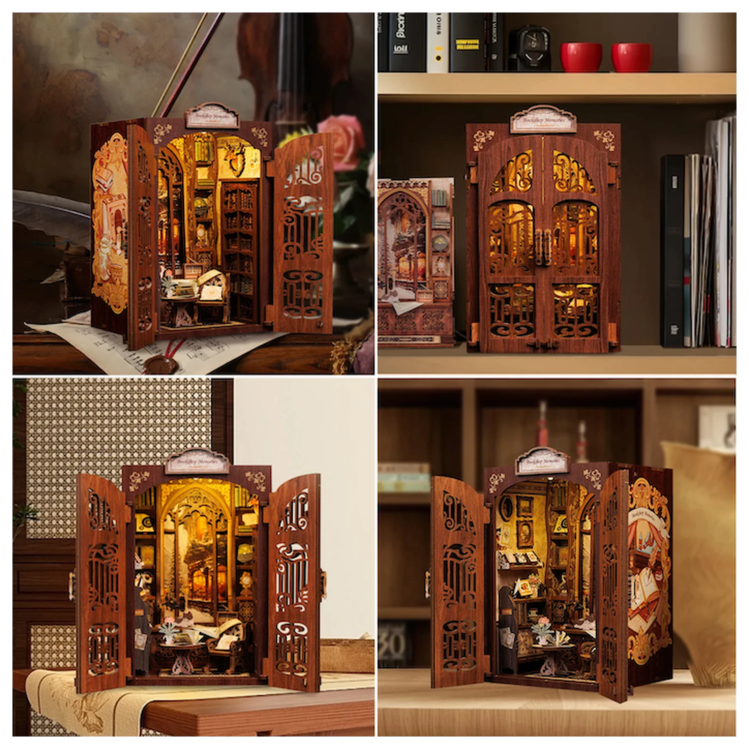 BOOK NOOK KIT DIY Memories Bookshop 127 ks + LED Light stavebnica produktová fotografia