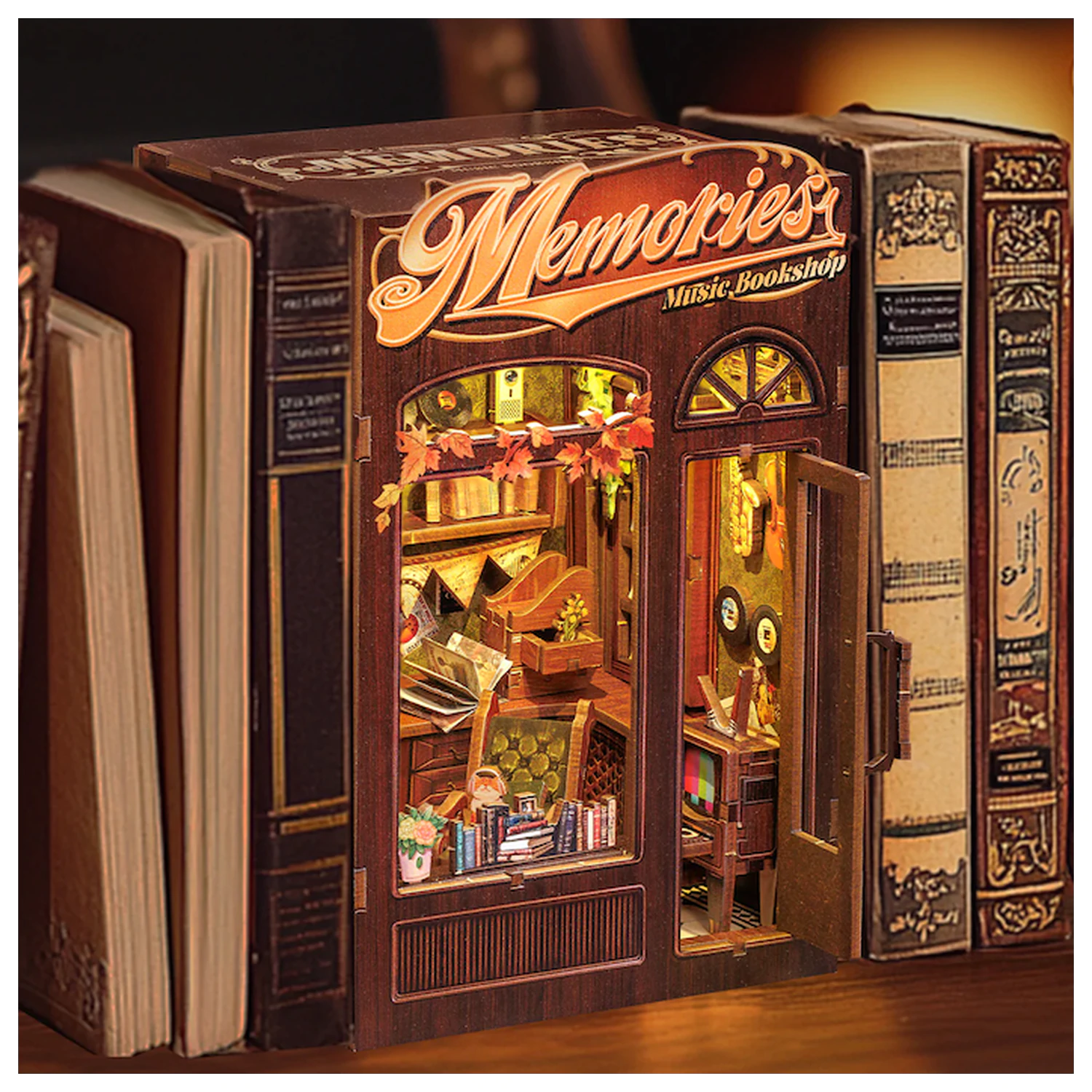BOOK NOOK KIT DIY Memories Music Bookshop 136ks + LED svetlo stavebnica produktová fotografia