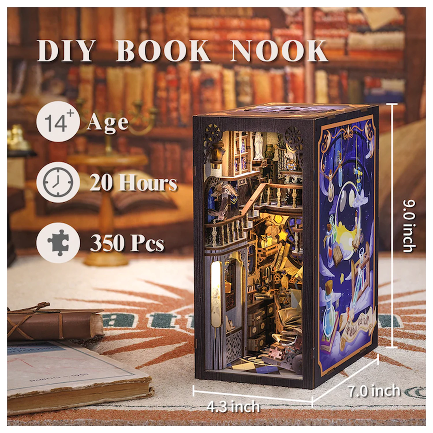 BOOK NOOK KIT DIY Nebula Common Room 350 dielov + stavebnica s LED svetlom produktová fotografia