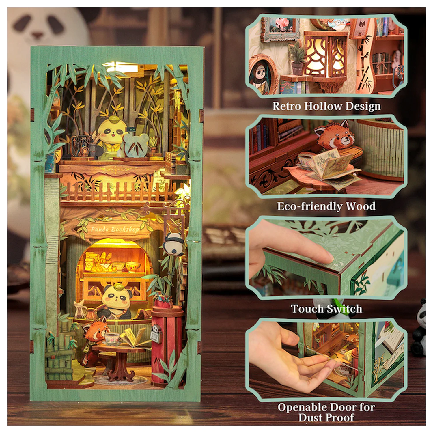 BOOK NOOK KIT DIY Panda Bookshop 239 kusov + LED svetlo produktová fotografia