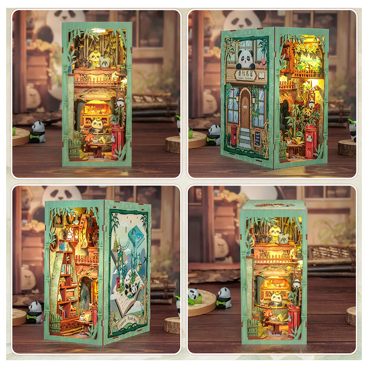 BOOK NOOK KIT DIY Panda Bookshop 239 kusov + LED svetlo produktová fotografia