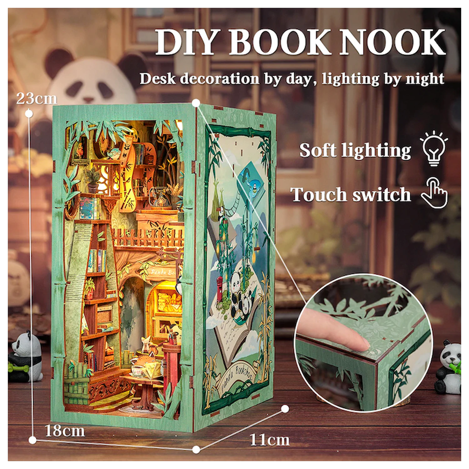 BOOK NOOK KIT DIY Panda Bookshop 239 kusov + LED svetlo produktová fotografia