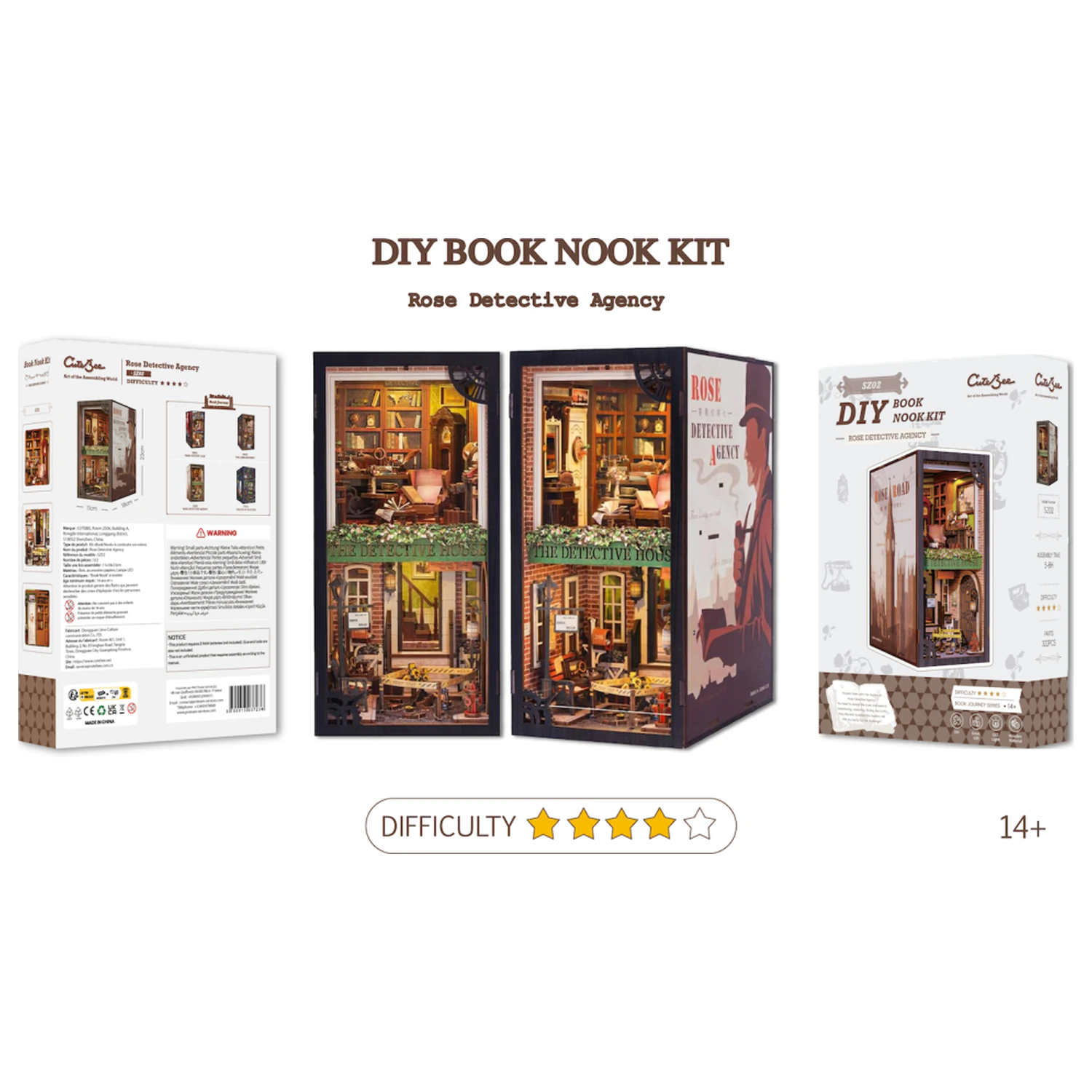 BOOK NOOK KIT DIY Rose Detective Agency 322ks + LED svetelná stavebnica produktová fotografia