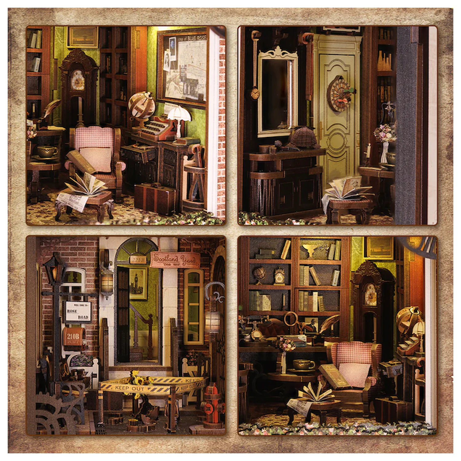 BOOK NOOK KIT DIY Rose Detective Agency 322ks + LED svetelná stavebnica produktová fotografia