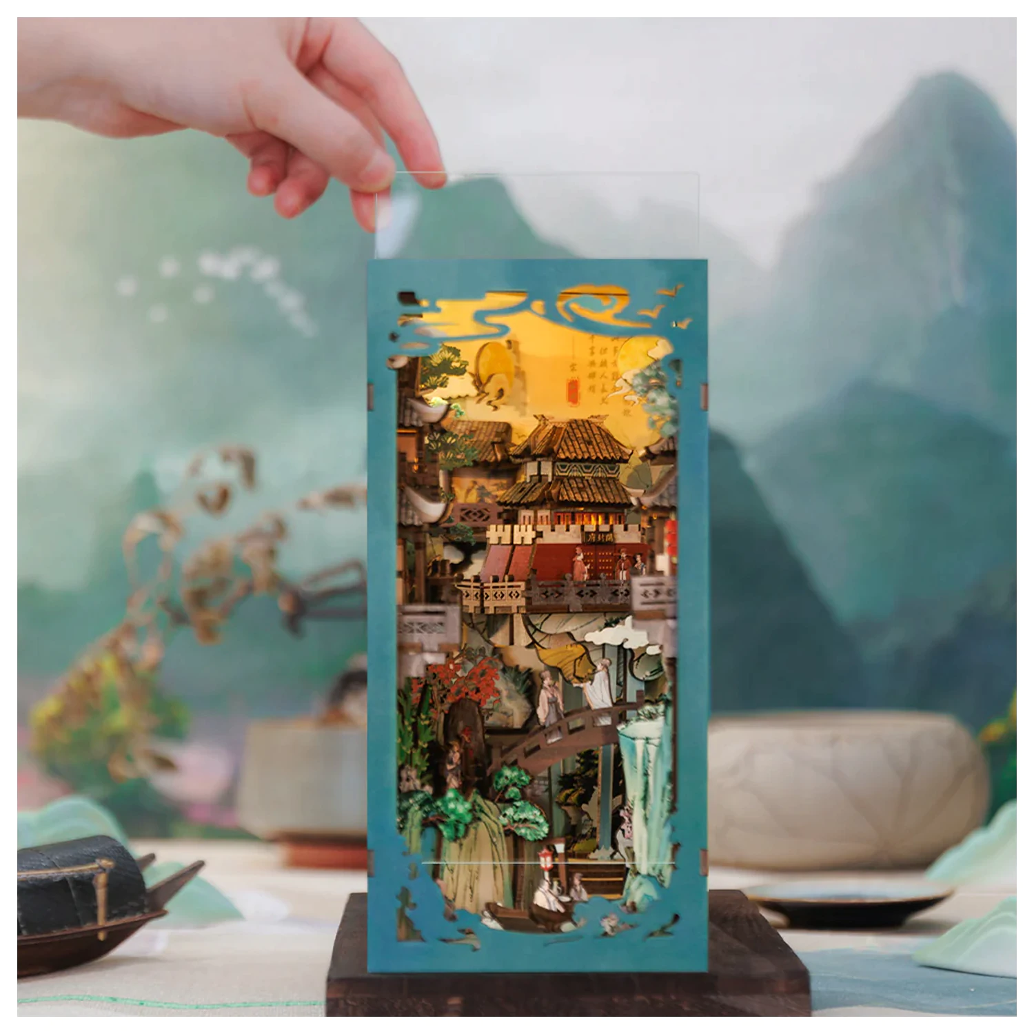 BOOK NOOK KIT DIY Su Dongpo's Life 280 kusov + LED svetelná stavebnica produktová fotografia