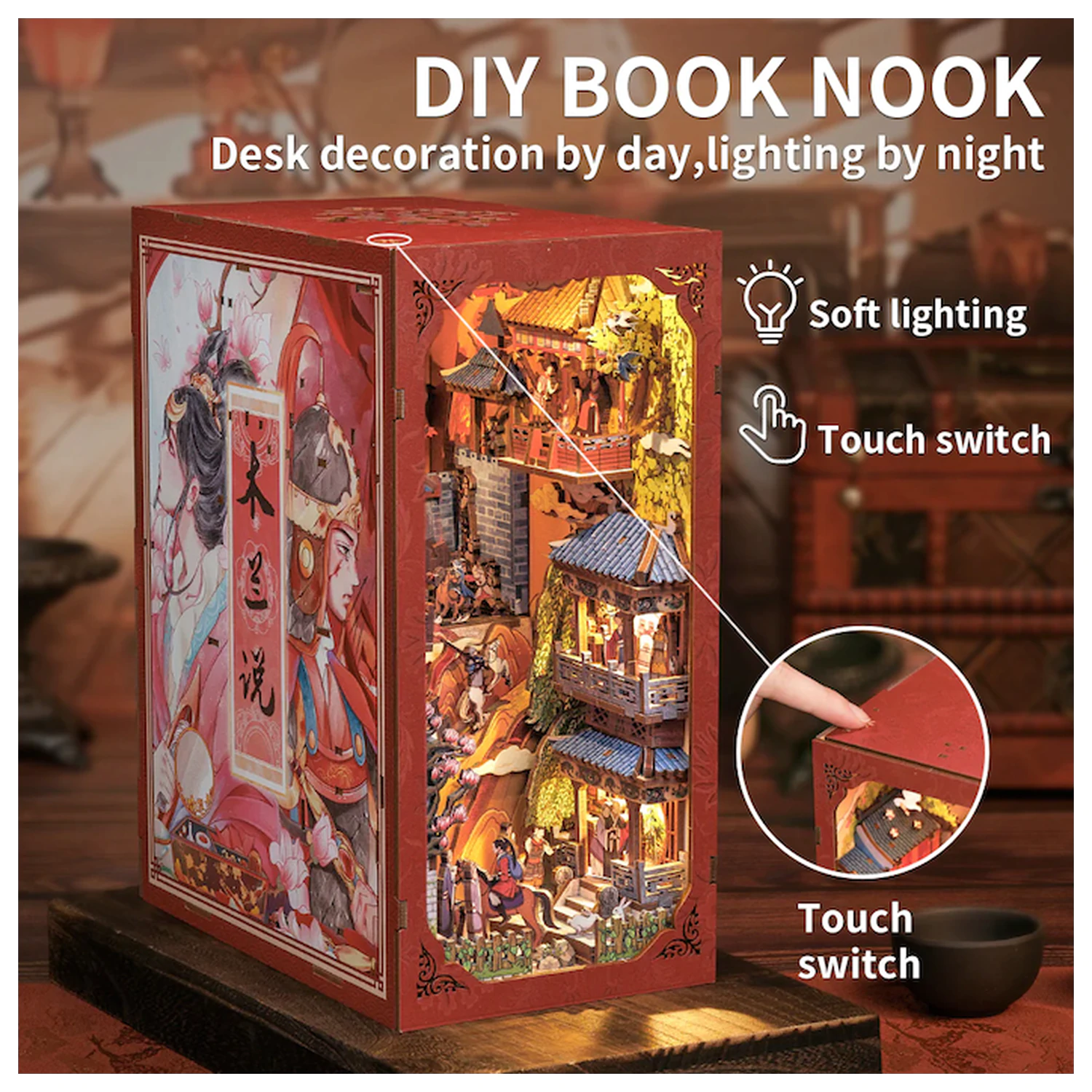 BOOK NOOK KIT DIY The Legend of Mulan 298 kusov + LED Light construction set produktová fotografia