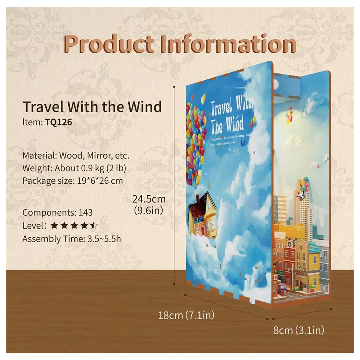 Súprava do knižného kútika „urob si sám“ - Travel with the Wind 143 ks + LED svetlo produktová fotografia