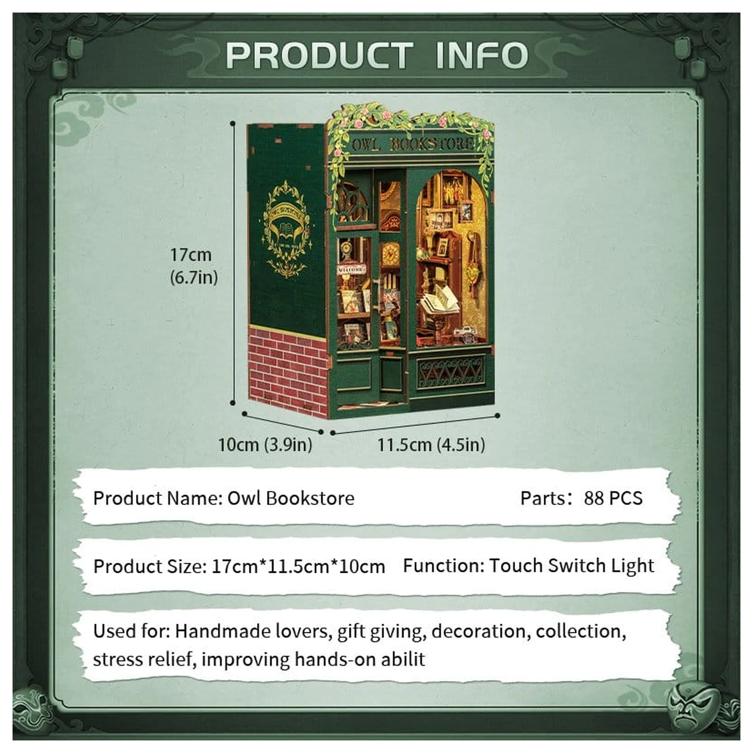 Book Nook Owl Bookstore 17 x 12 cm produktová fotografia