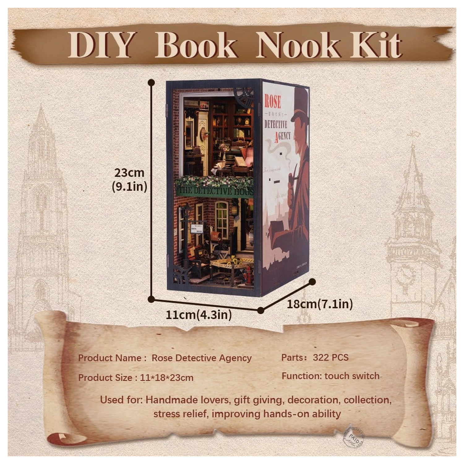 Book Nook Rose Detective Agency 23 x 11 cm produktová fotografia