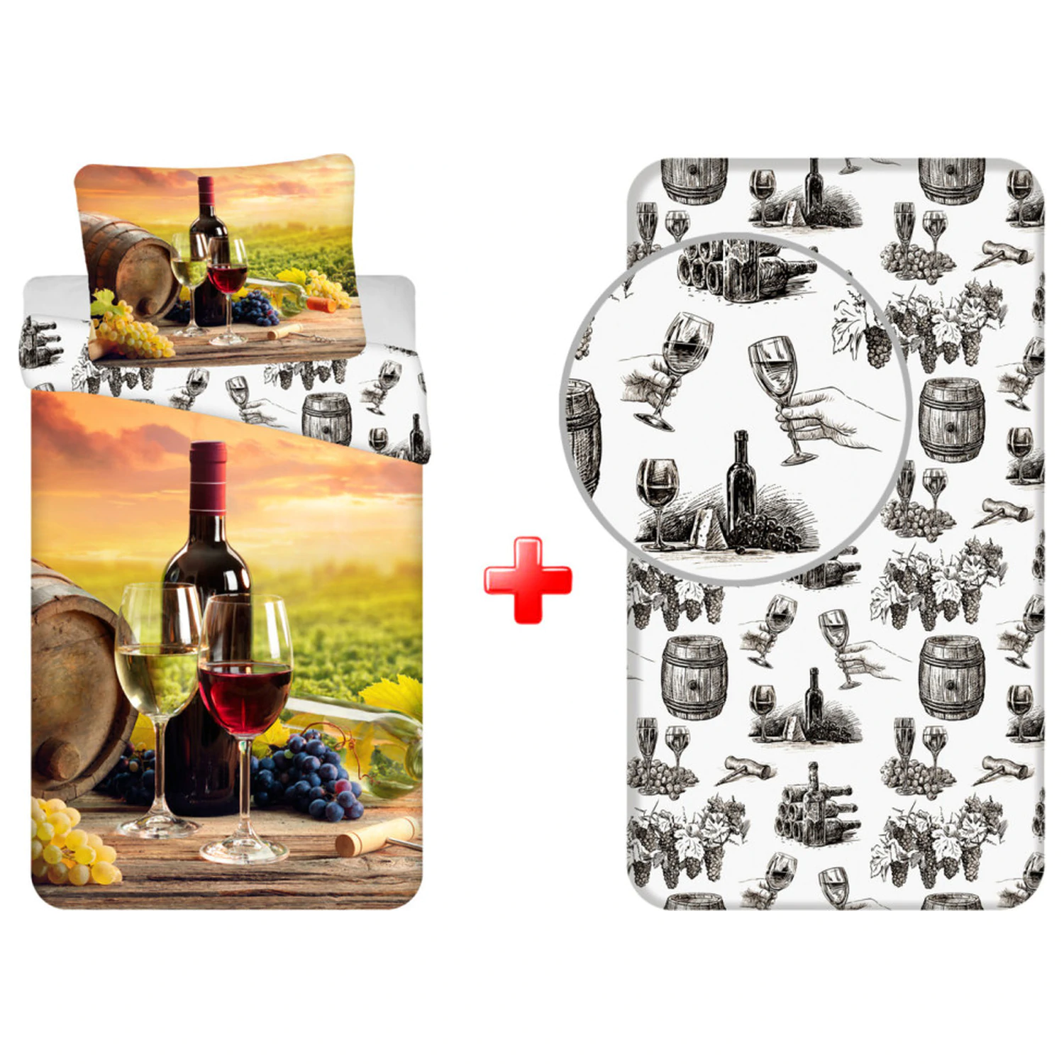 Obliečka na paplón na degustáciu vína a súprava plachiet na matrac produktová fotografia
