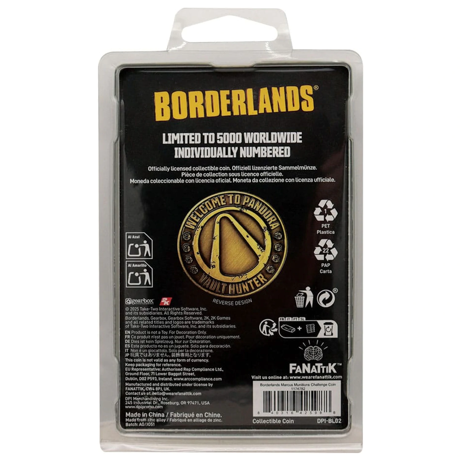 Borderlands Zberateľská minca Marcus Munitions Limitovaná edícia produktová fotografia
