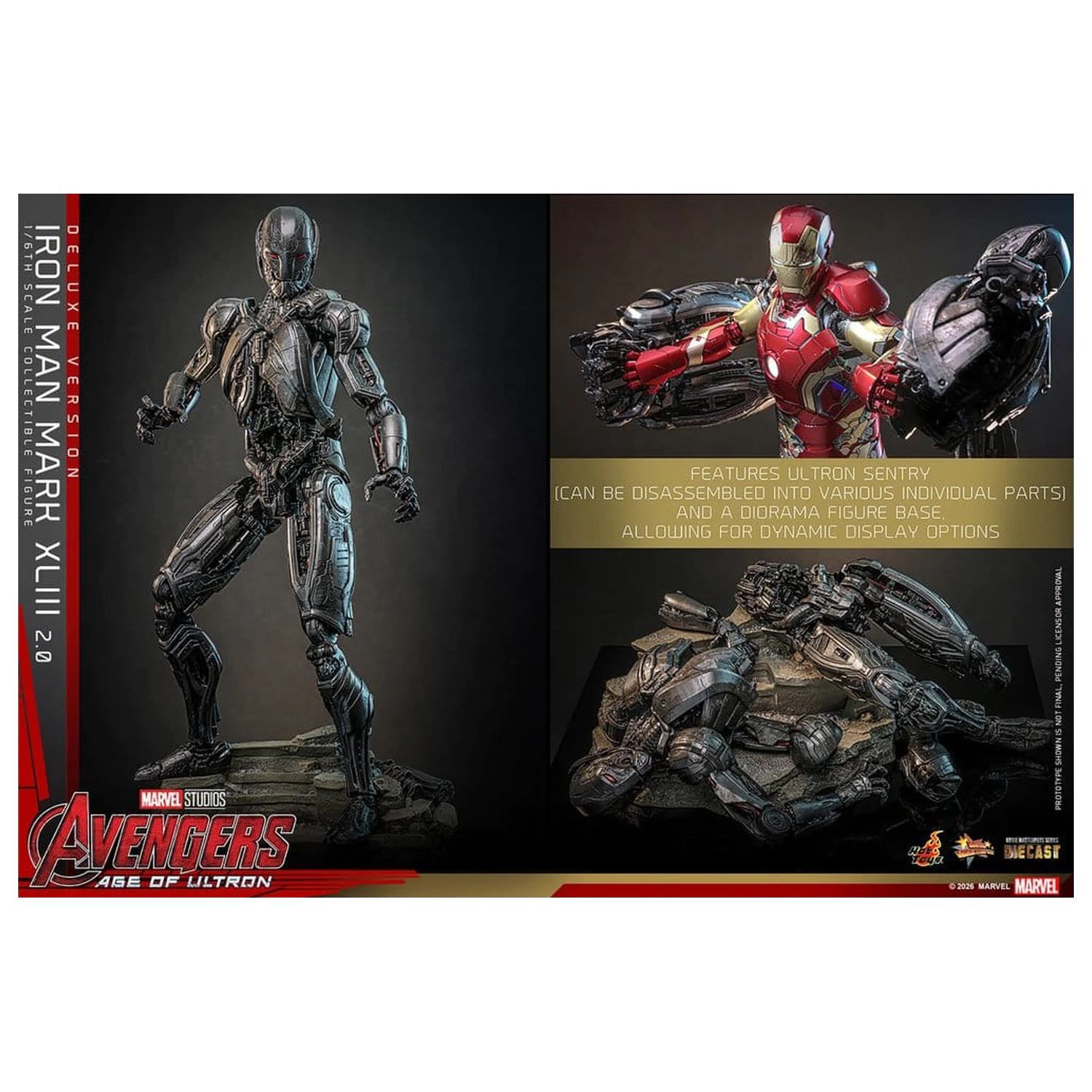 Avengers: Age of Ultron Movie Masterpiece Diecast akčná figúrka 1/6 Iron Man Mark XLIII (2.0) (Deluxe Version) 32 cm produktová fotografia