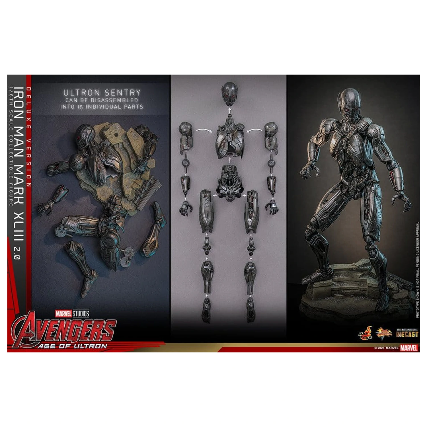 Avengers: Age of Ultron Movie Masterpiece Diecast akčná figúrka 1/6 Iron Man Mark XLIII (2.0) (Deluxe Version) 32 cm produktová fotografia