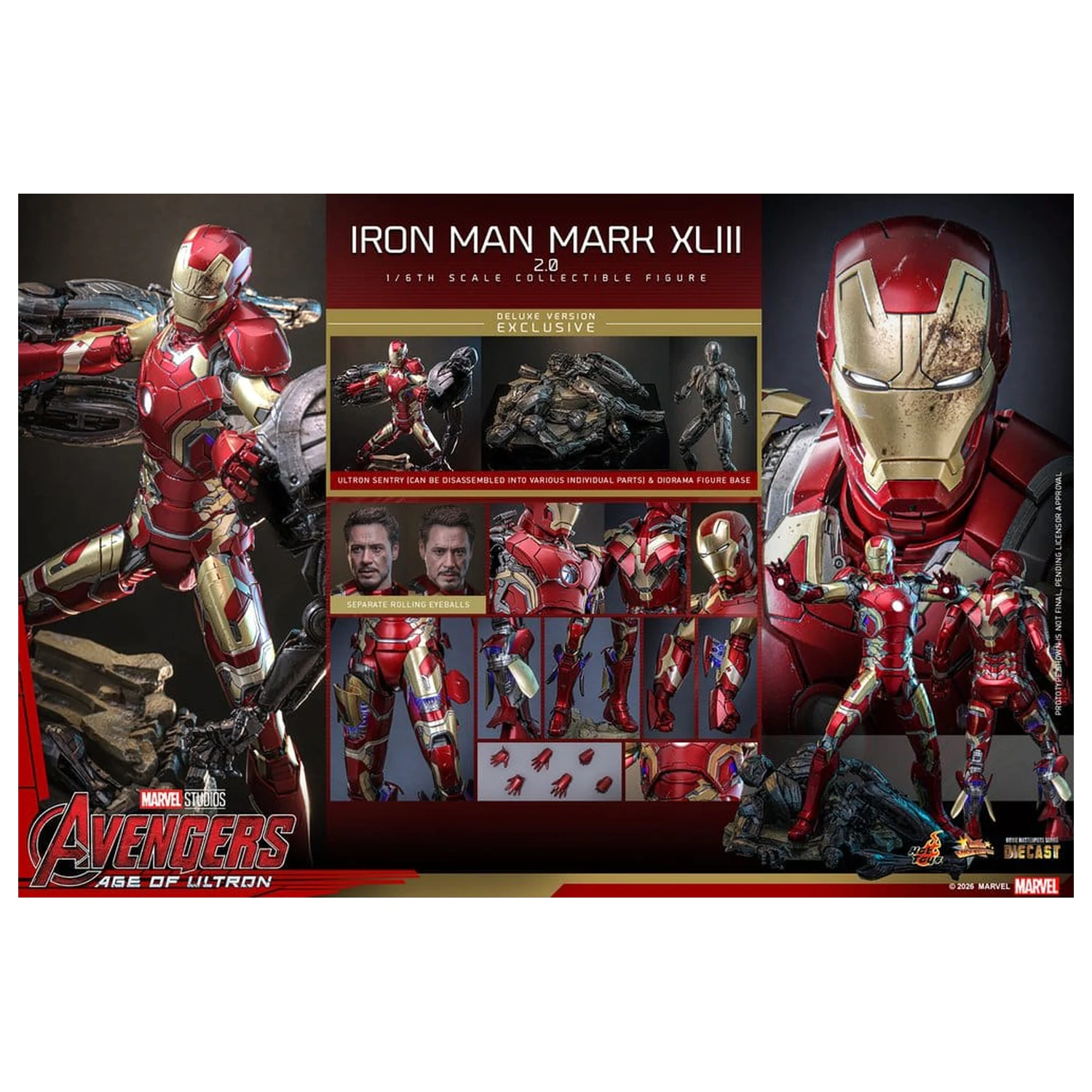Avengers: Age of Ultron Movie Masterpiece Diecast akčná figúrka 1/6 Iron Man Mark XLIII (2.0) (Deluxe Version) 32 cm produktová fotografia