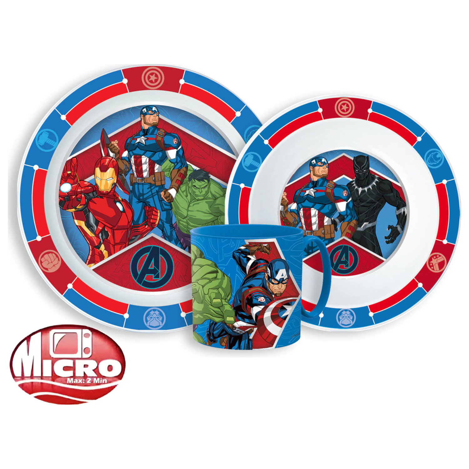 Avengers Army jedálenský set, mikro plastový set s hrnčekom produktová fotografia