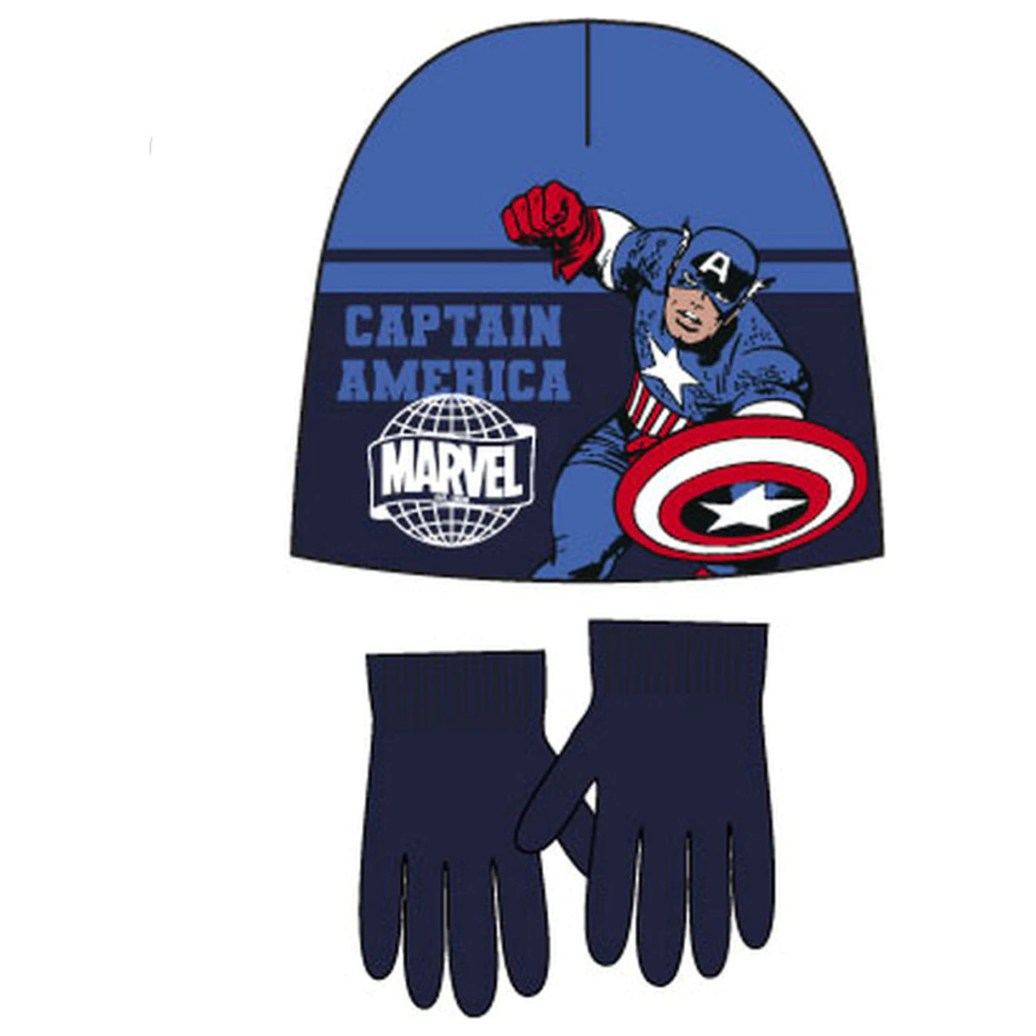 Avengers Captain America modrá detská čiapka + sada rukavíc 52 cm produktová fotografia