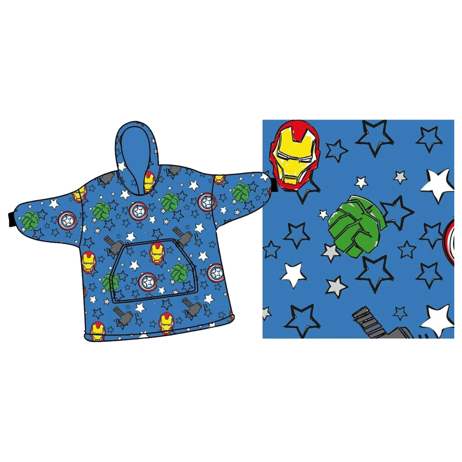 Avengers Mini Hero Nositeľná plyšová fleecová deka, pončo 7-14 rokov produktová fotografia
