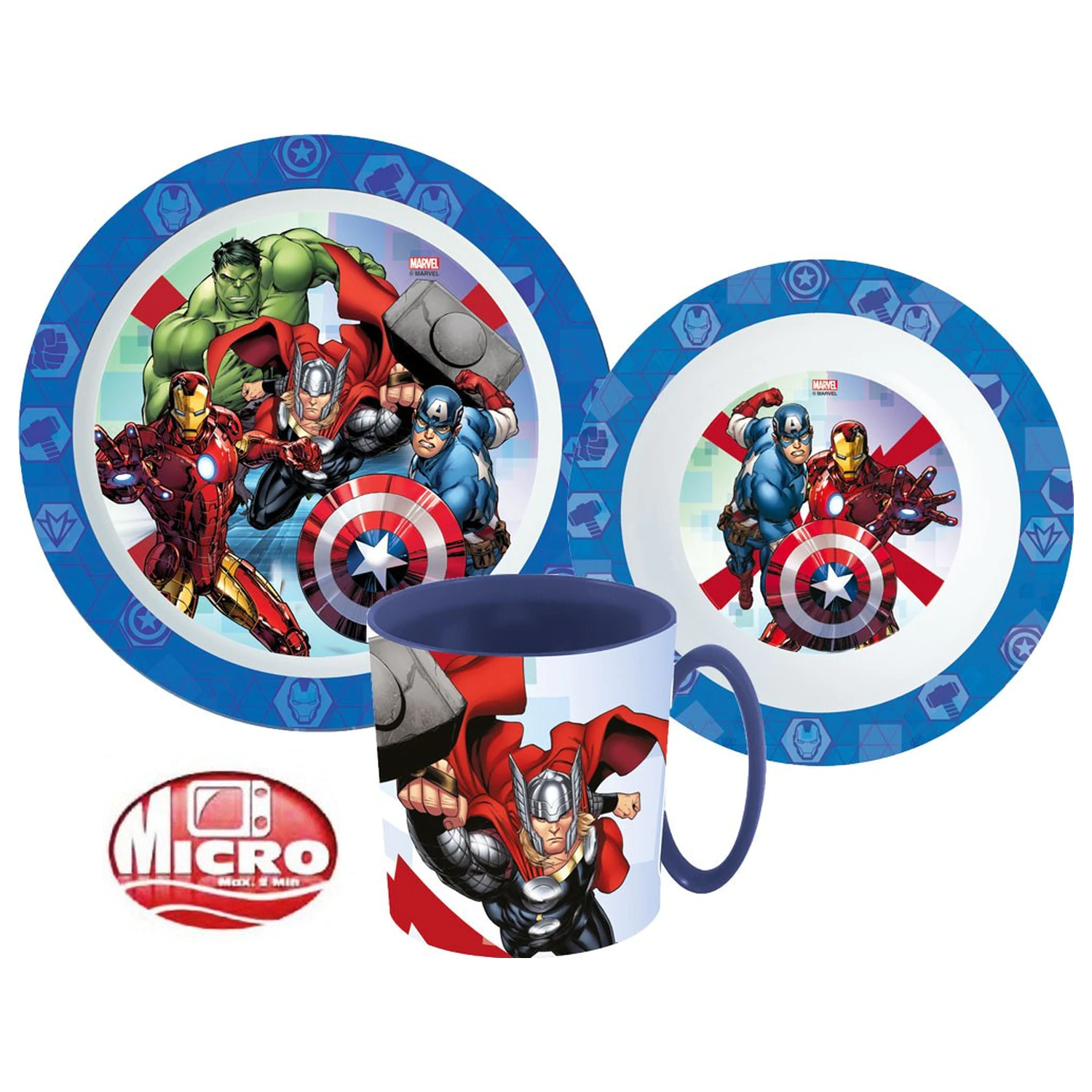 Avengers Rolling Thunder jedálenská súprava, mikro plastová súprava s hrnčekom 350 ml produktová fotografia
