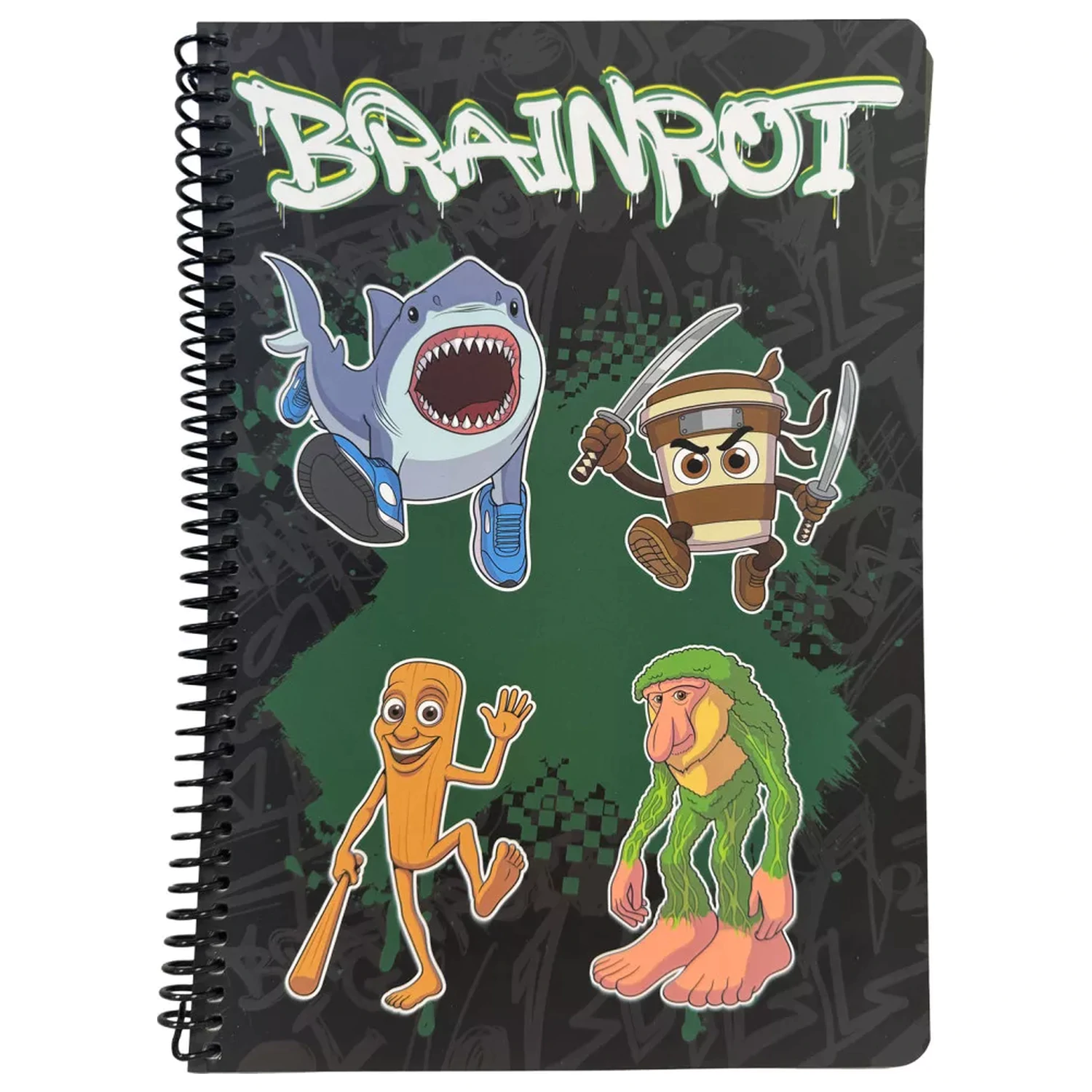 Brainrot Green B/5 linajkový špirálový zápisník, 70 listov produktová fotografia