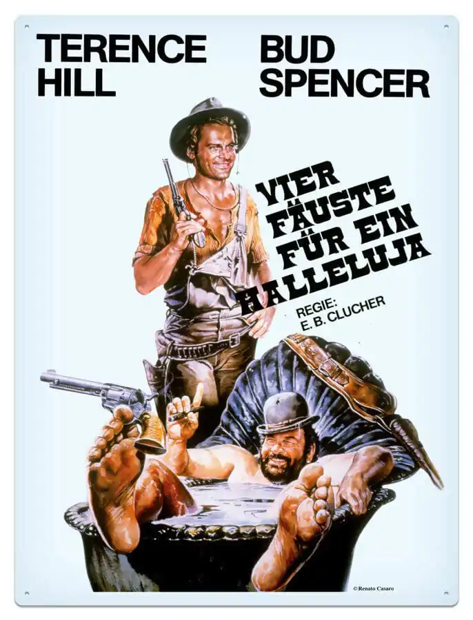 Bud Spencer & Terence Hill Plechová Ceduľa Vier Fäuste für ein Halleluja 30 x 40 cm produktová fotografia