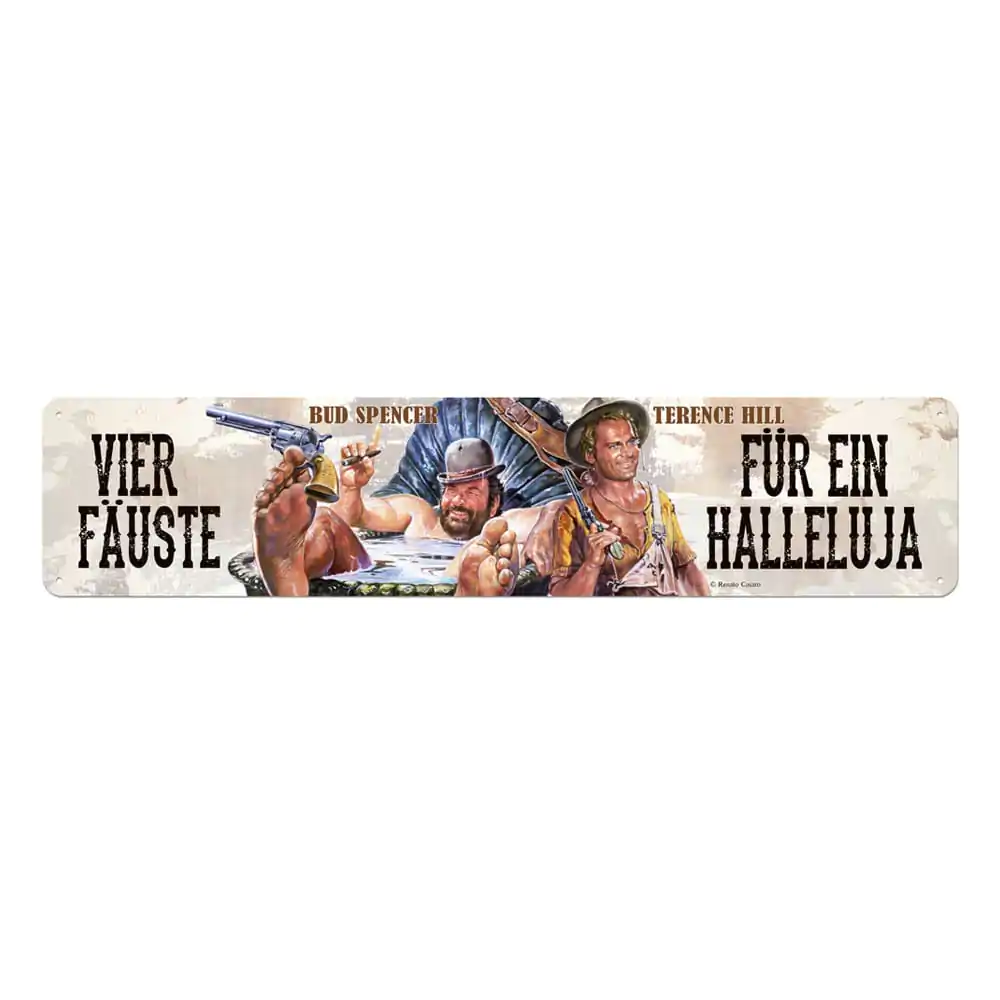Bud Spencer & Terence Hill plechová tabuľa Vier Fäuste für ein Halleluja 46 x 10 cm produktová fotografia