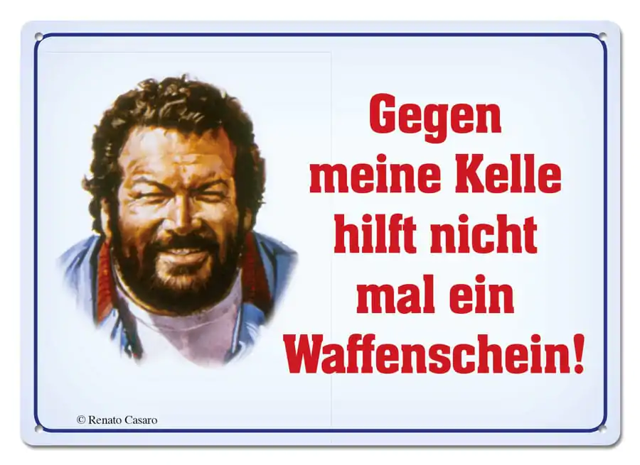 Bud Spencer Plechová tabuľa Gegen meine Kelle hilft nicht mal... 10 x 15 cm produktová fotografia