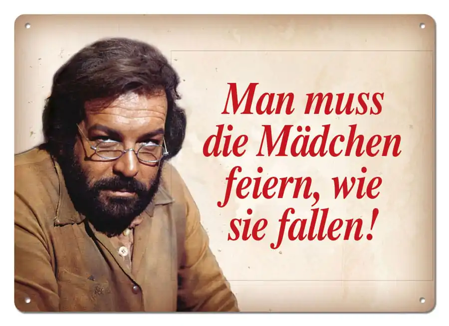 Bud Spencer Plechová Ceduľa Mädchen feiern, wie sie fallen 10 x 15 cm produktová fotografia