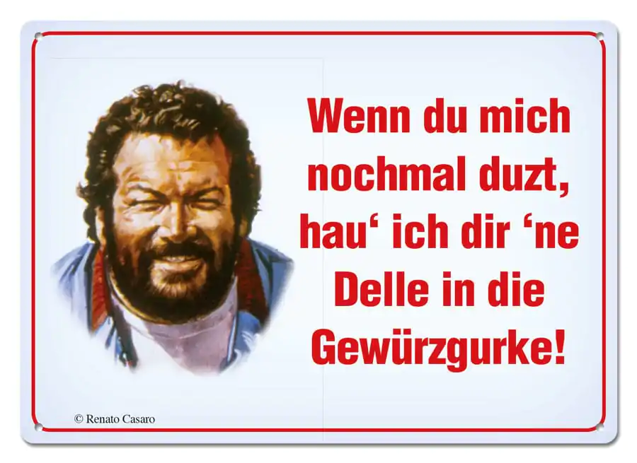 Bud Spencer Tin Plechová Ceduľa Wenn Du mich nochmal duzt,... 10 x 15 cm produktová fotografia