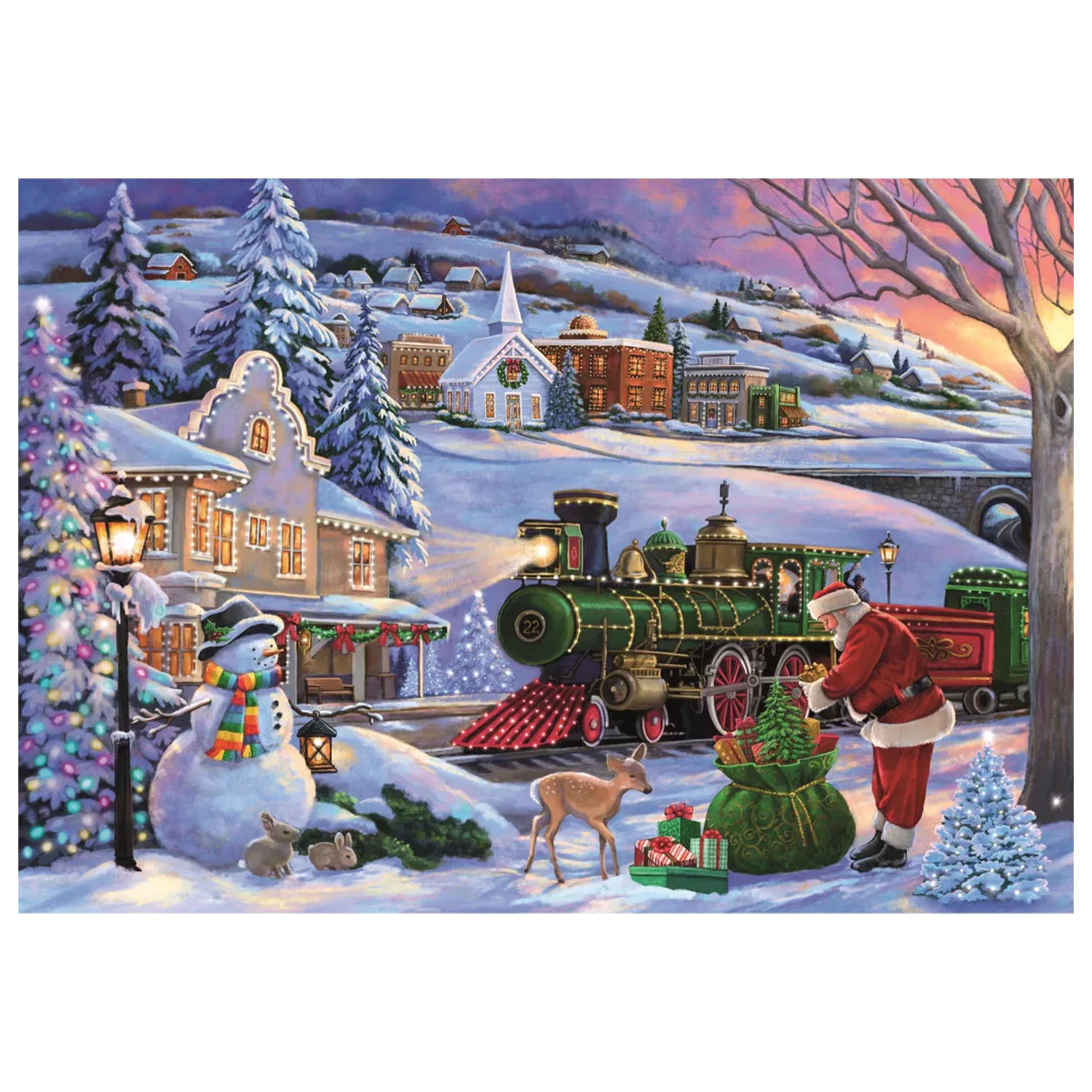 Vianočný vlak 500-dielne kompaktné puzzle produktová fotografia