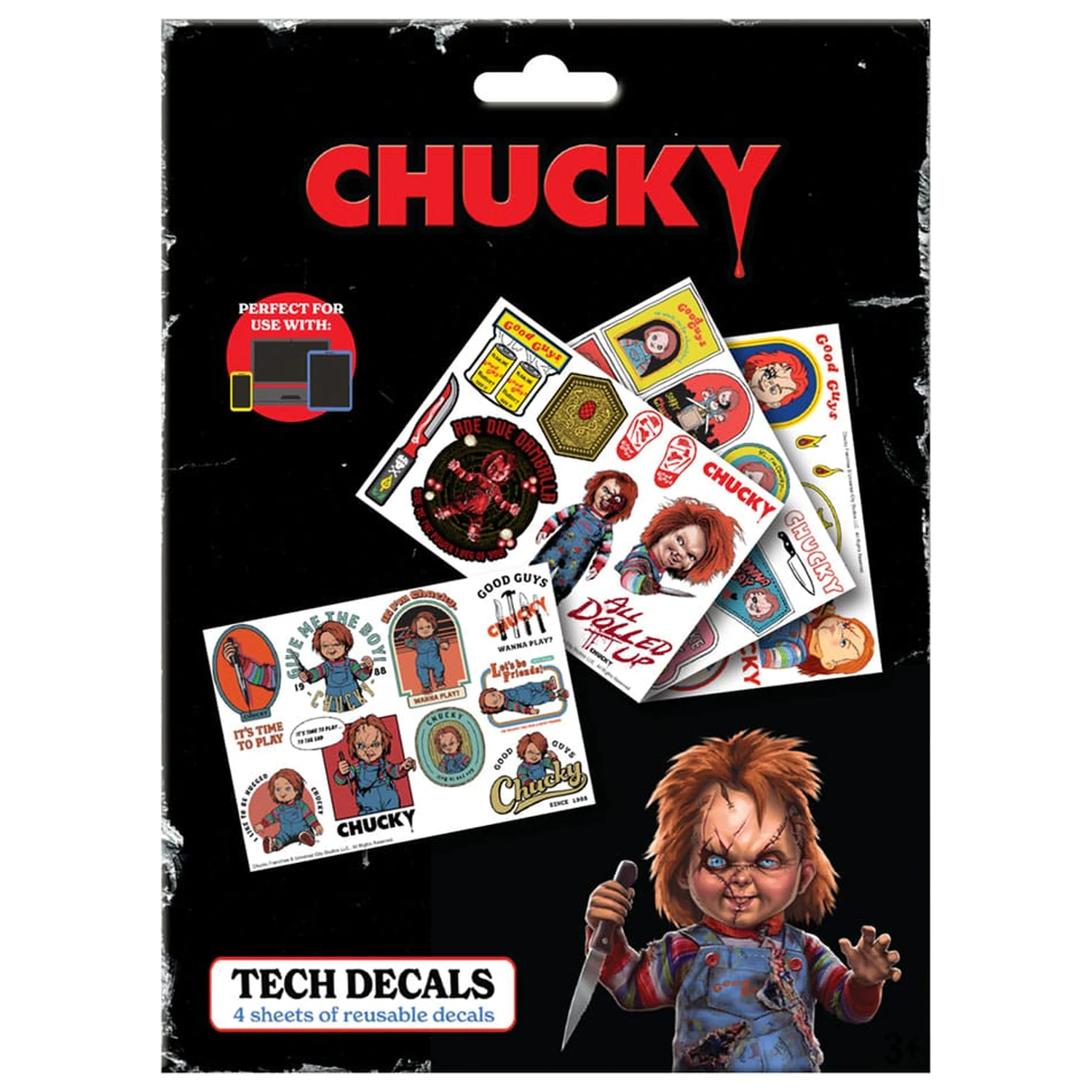 Chucky Tech balenie nálepiek produktová fotografia