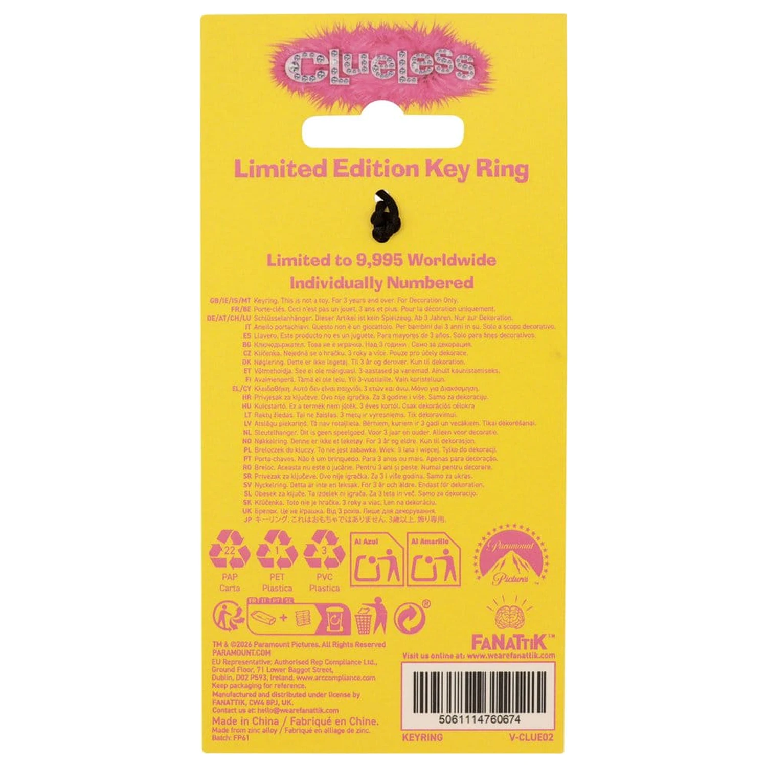 Clueless Keyring License Plate Limited Edition produktová fotografia
