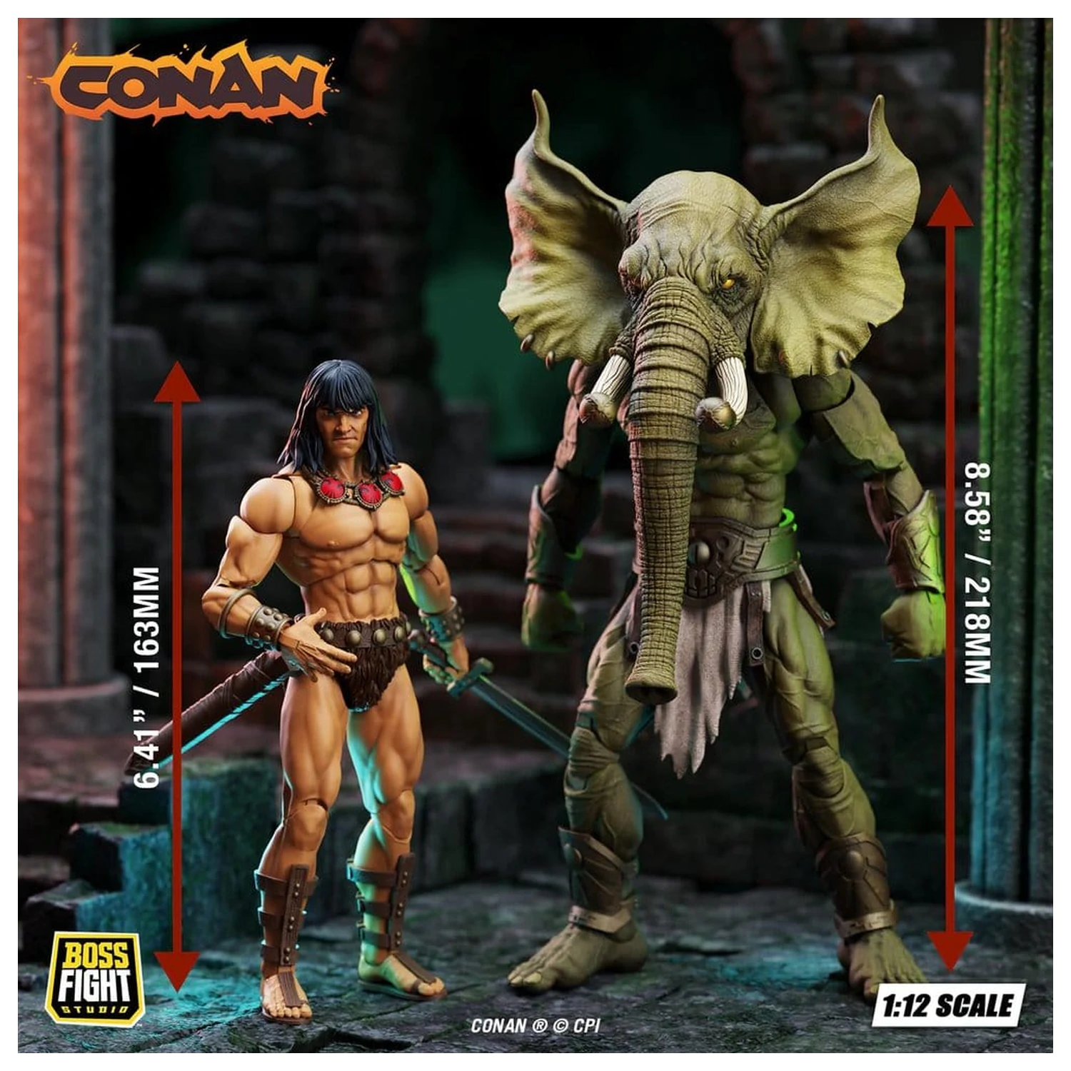 Conan the Barbarian Epic H.A.C.K.S. akčné figúrky súprava The Tower of the Elephant: Mladý Conan a Yag Kosha produktová fotografia
