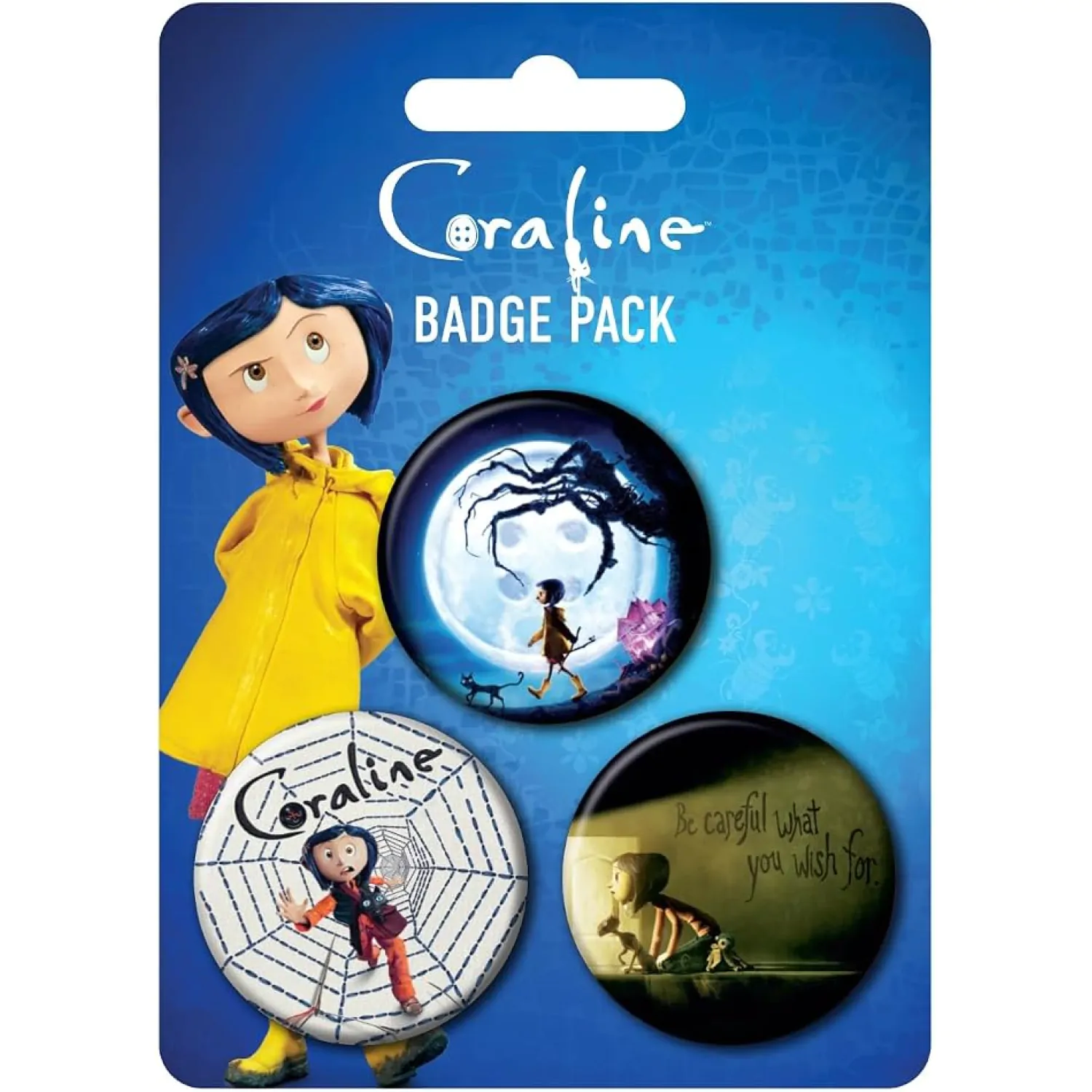Coraline Veľké pripínacie odznaky 3-balenie Key Art produktová fotografia