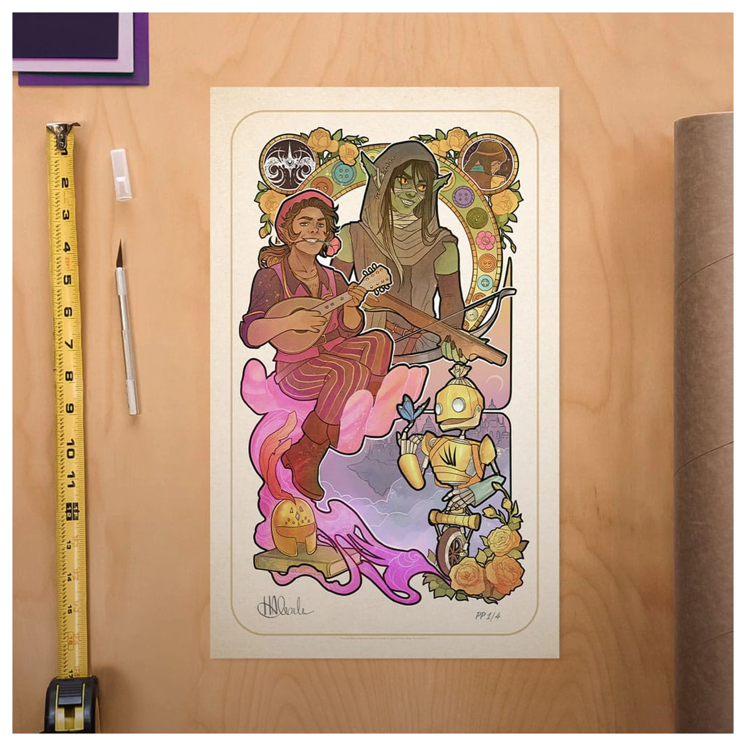 Critical Role Umelecká Tlač Sam Riegel: 10th Anniversary Art Nouveau Ilustrácie 46 x 28 cm - nezarámované produktová fotografia
