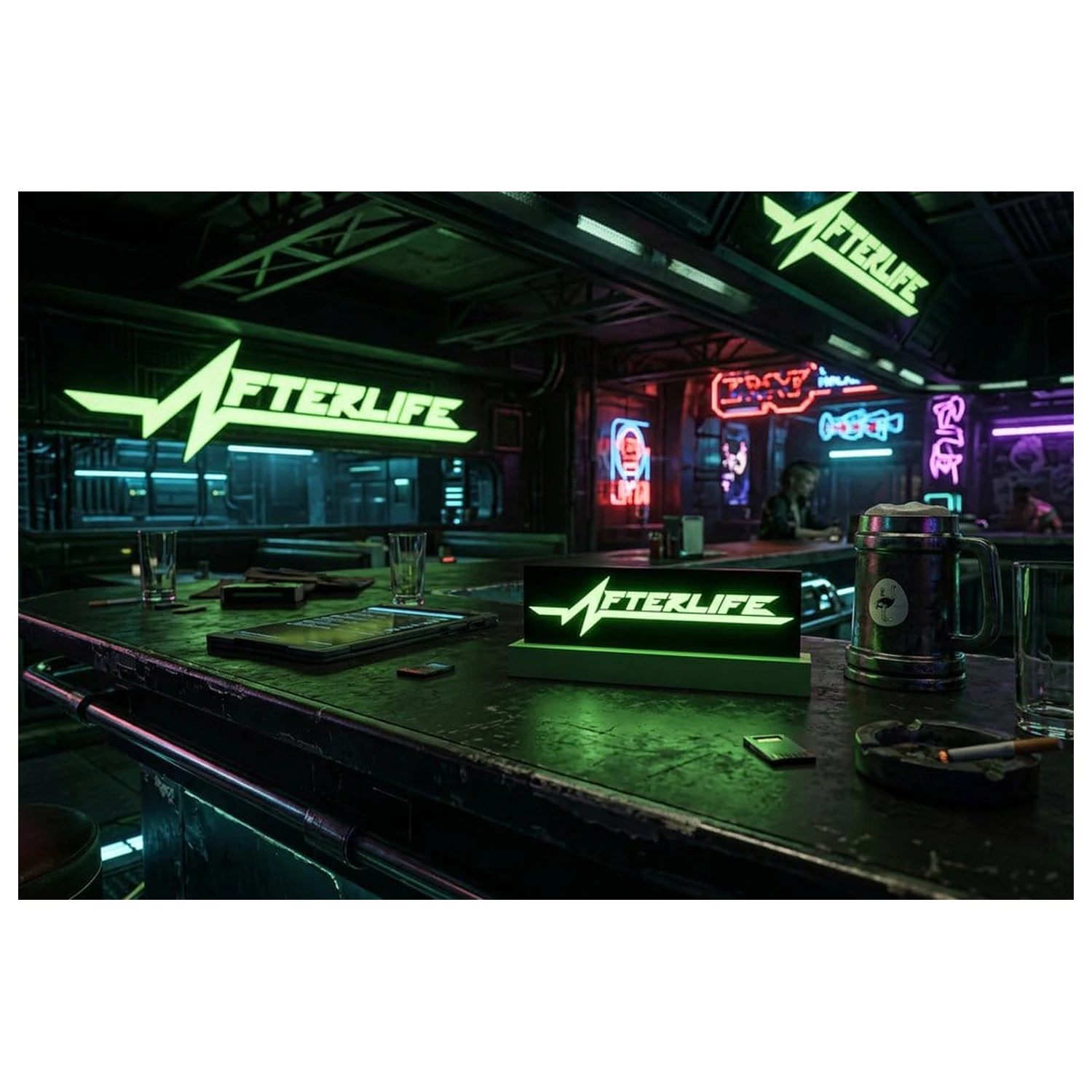 Cyberpunk 2077 Logo Svietidlo Afterlife produktová fotografia