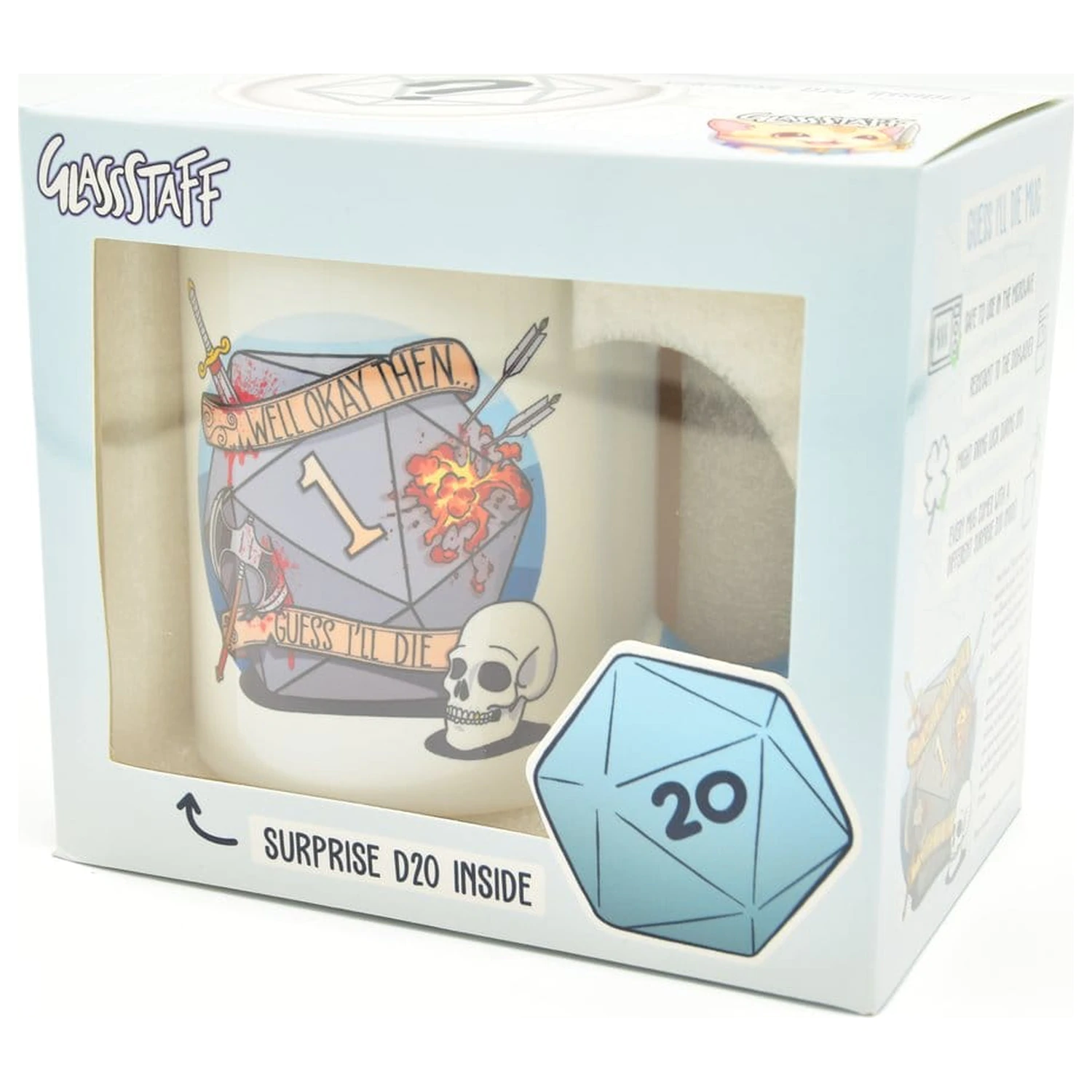 Guess I'll Die darčeková súprava, hrnček a kocky D20 produktová fotografia