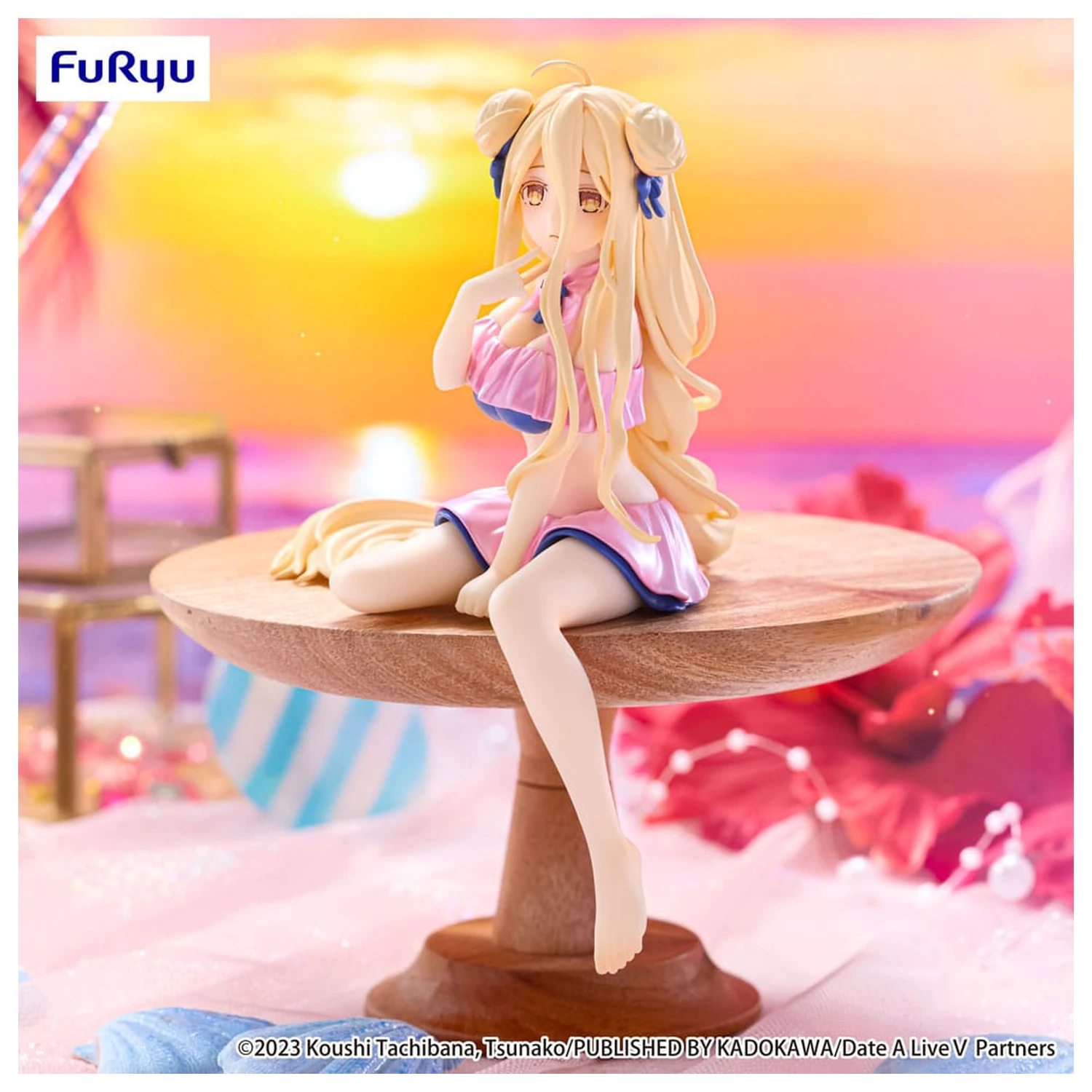Date A Live V Noodle Stopper PVC socha Mukuro Hoshimiya Swimsuit Pastel Pink Color Ver. 13 cm produktová fotografia